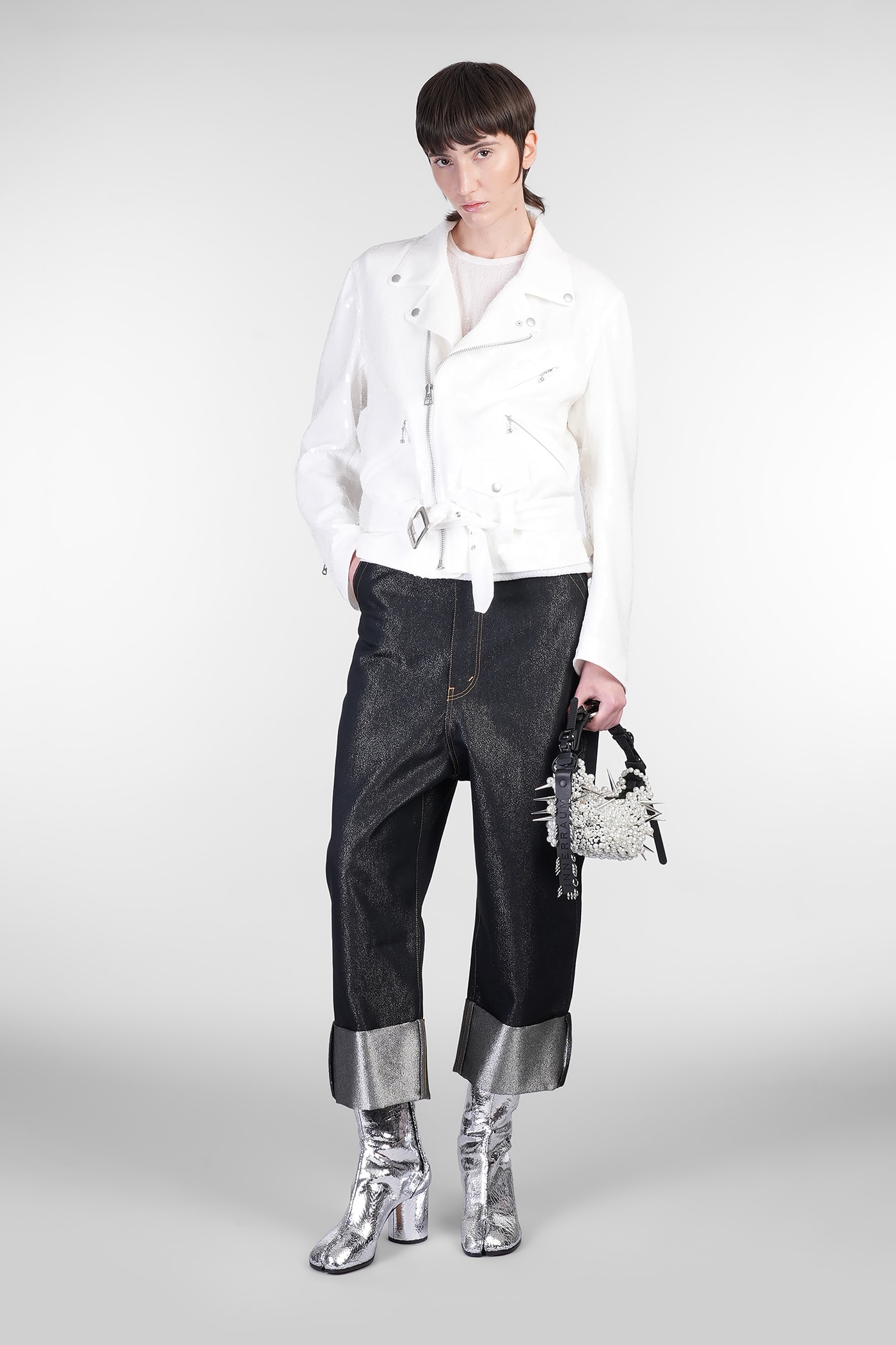 JUNYA WATANABE BIKER JACKET IN WHITE POLYESTER