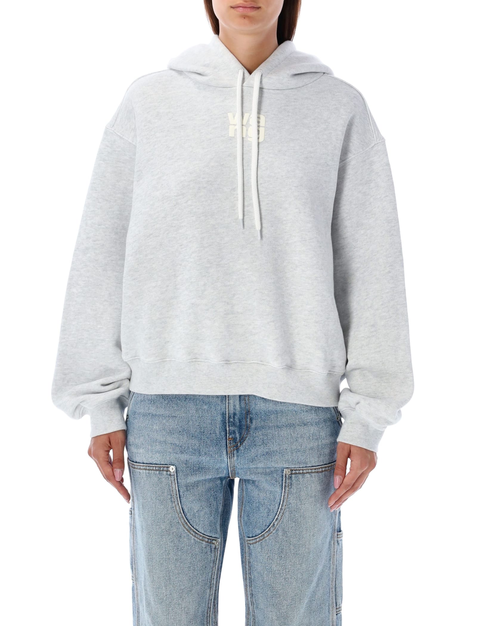 Shop Alexander Wang T Essential Hoodie Paint Logo In Grey