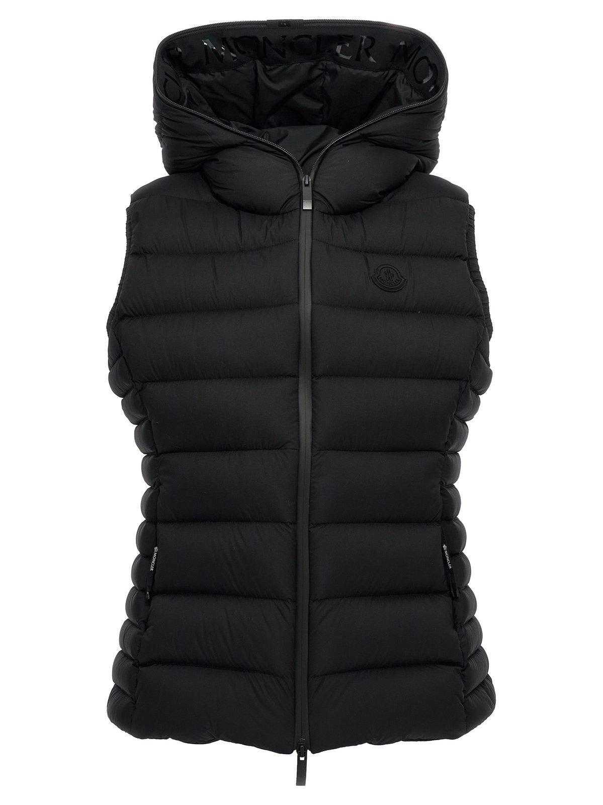 Shop Moncler Barraux Logo Patch Down Gilet In Black