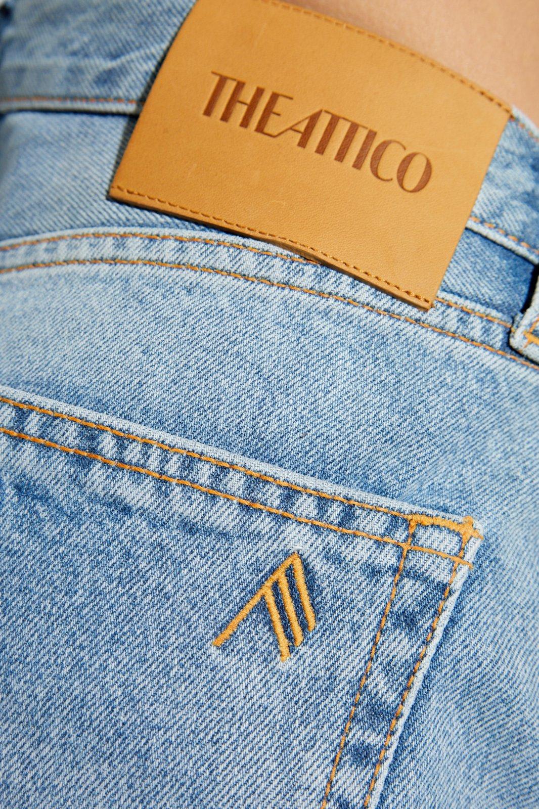 Attico Coated Boyfriend Pants With In Sky Blue