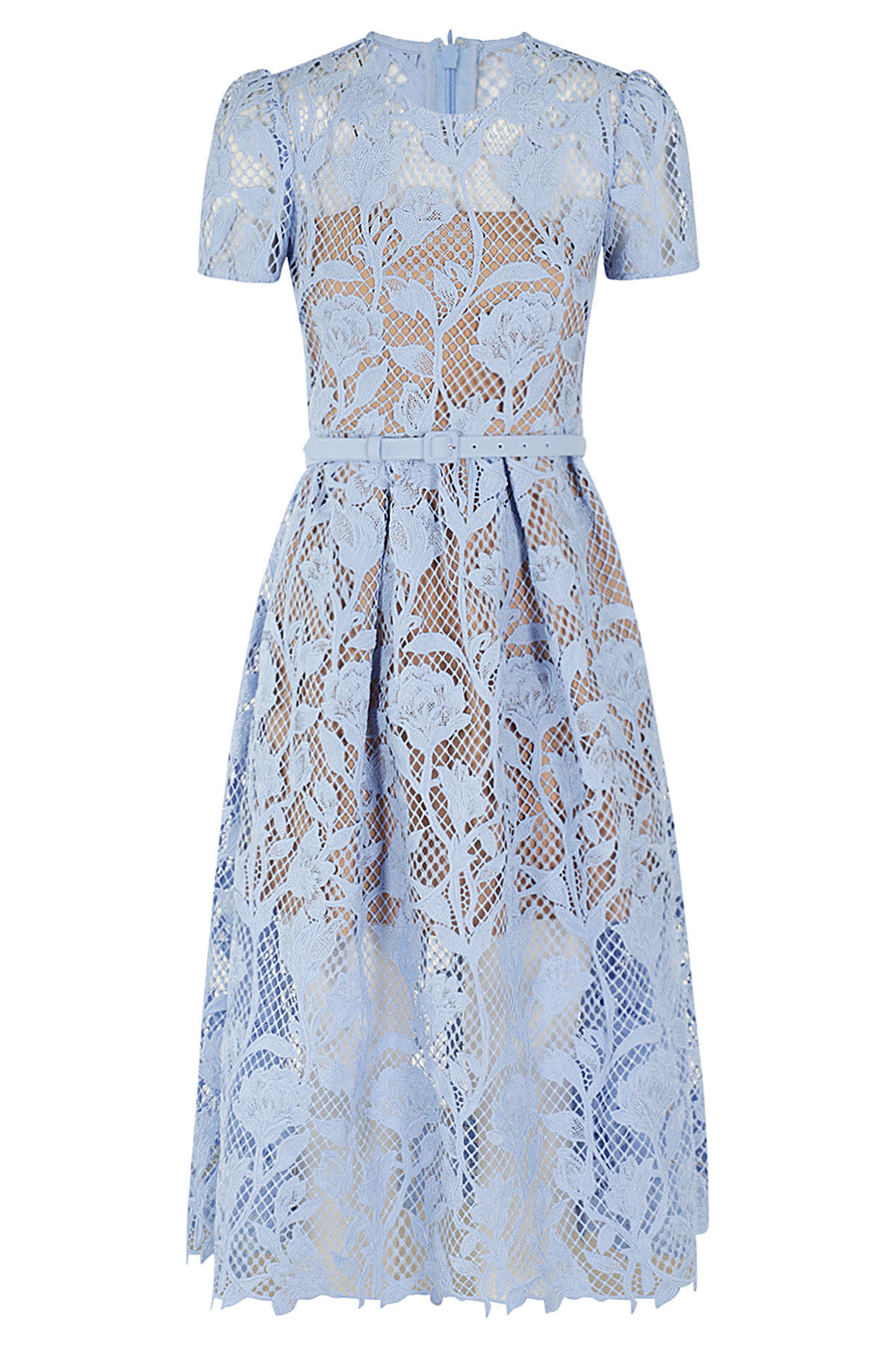 Blue Lily Lace Midi Dress