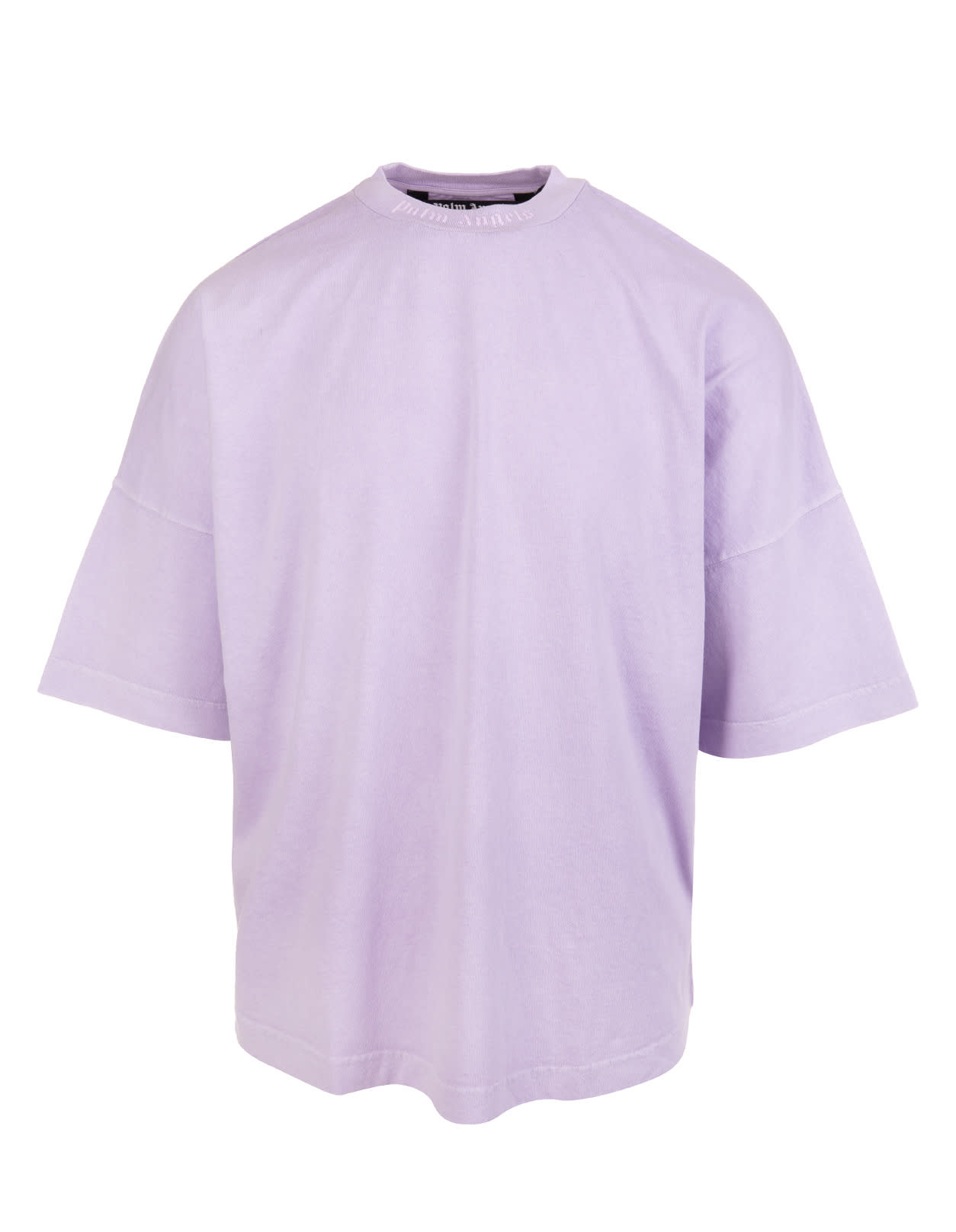 Palm Angels Man Lilac Oversize T-shirt With Logo In Tone