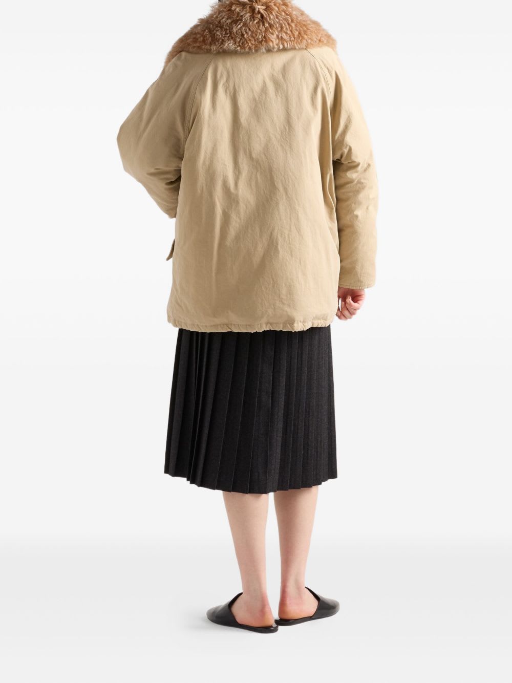 Prada Pleated Wool Flannel Skirt In Black