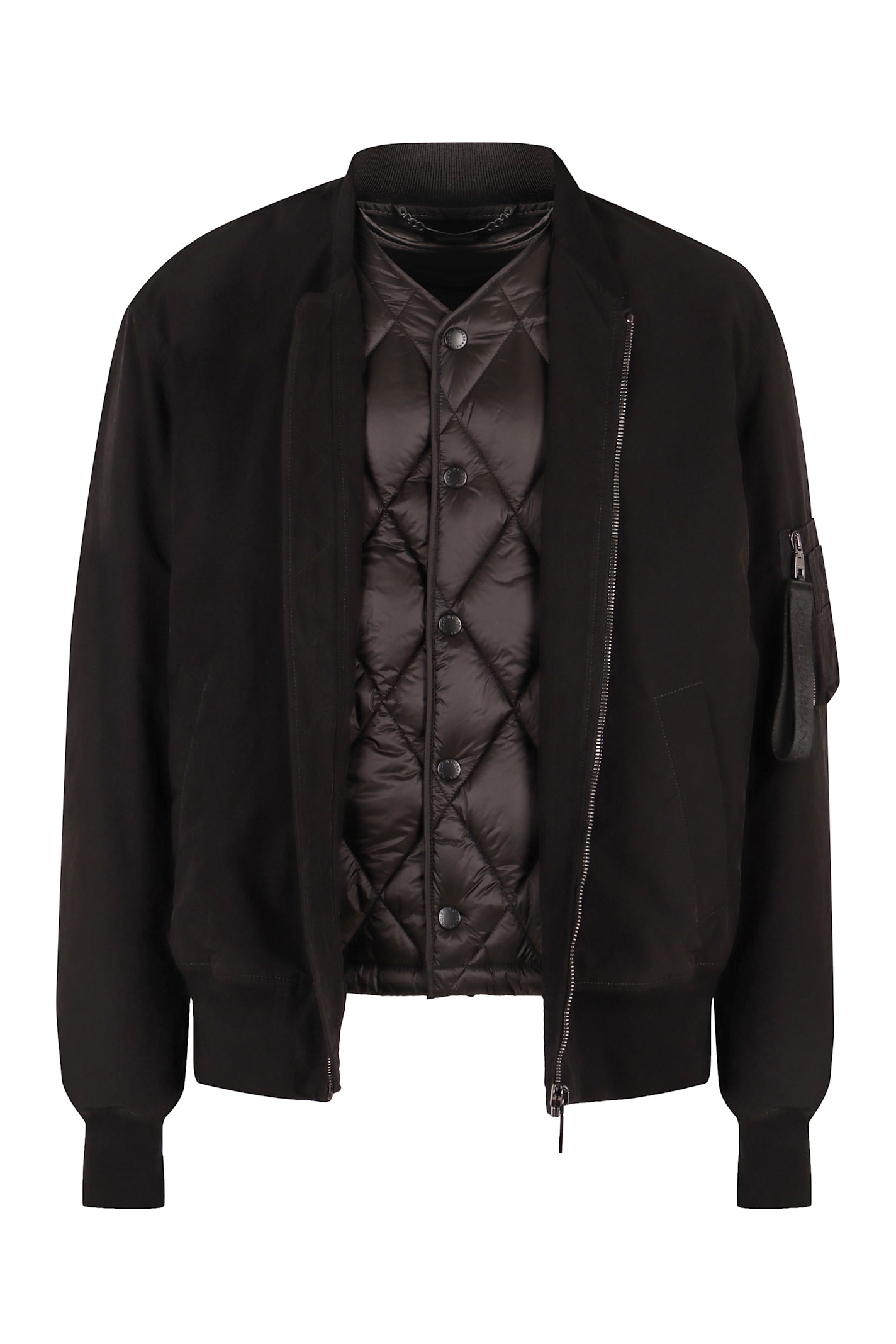 Shop Dolce & Gabbana Bomber Jacket In Technical Fabric In Black