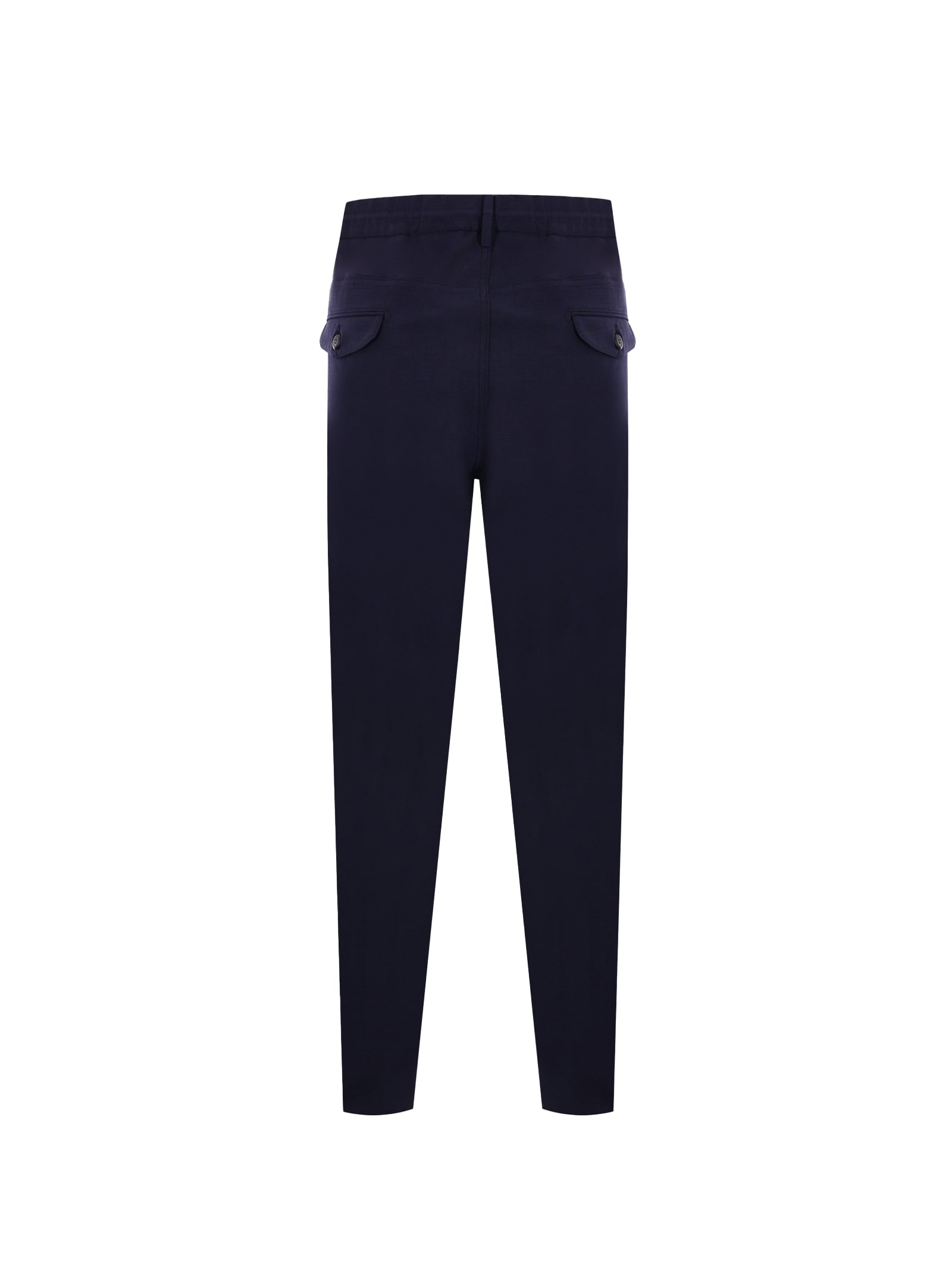 Shop Eleventy Blue Trousers With Drawstring In Fresh Wool