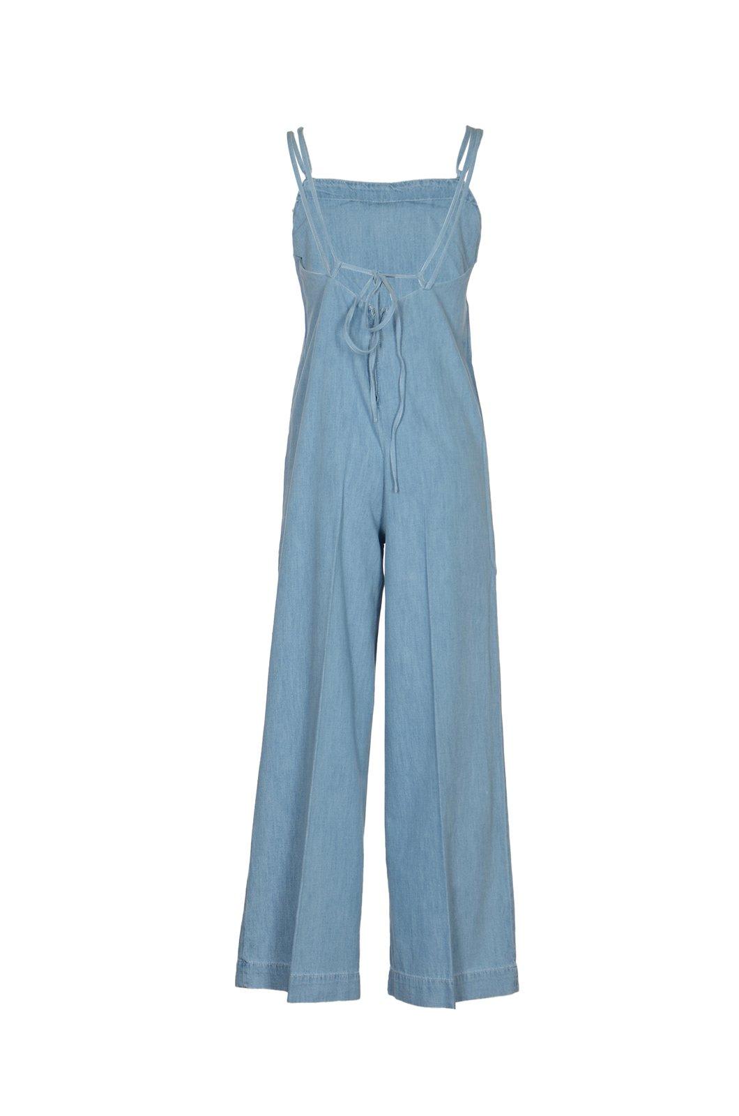 Shop Apc Strapped Wide-leg Jumpsuit In Bleu Clair