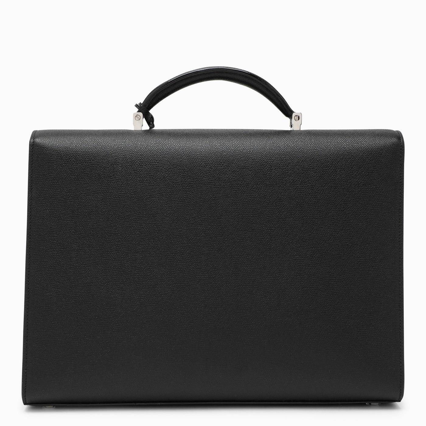 Shop Valextra Black Leather Work Briefcase