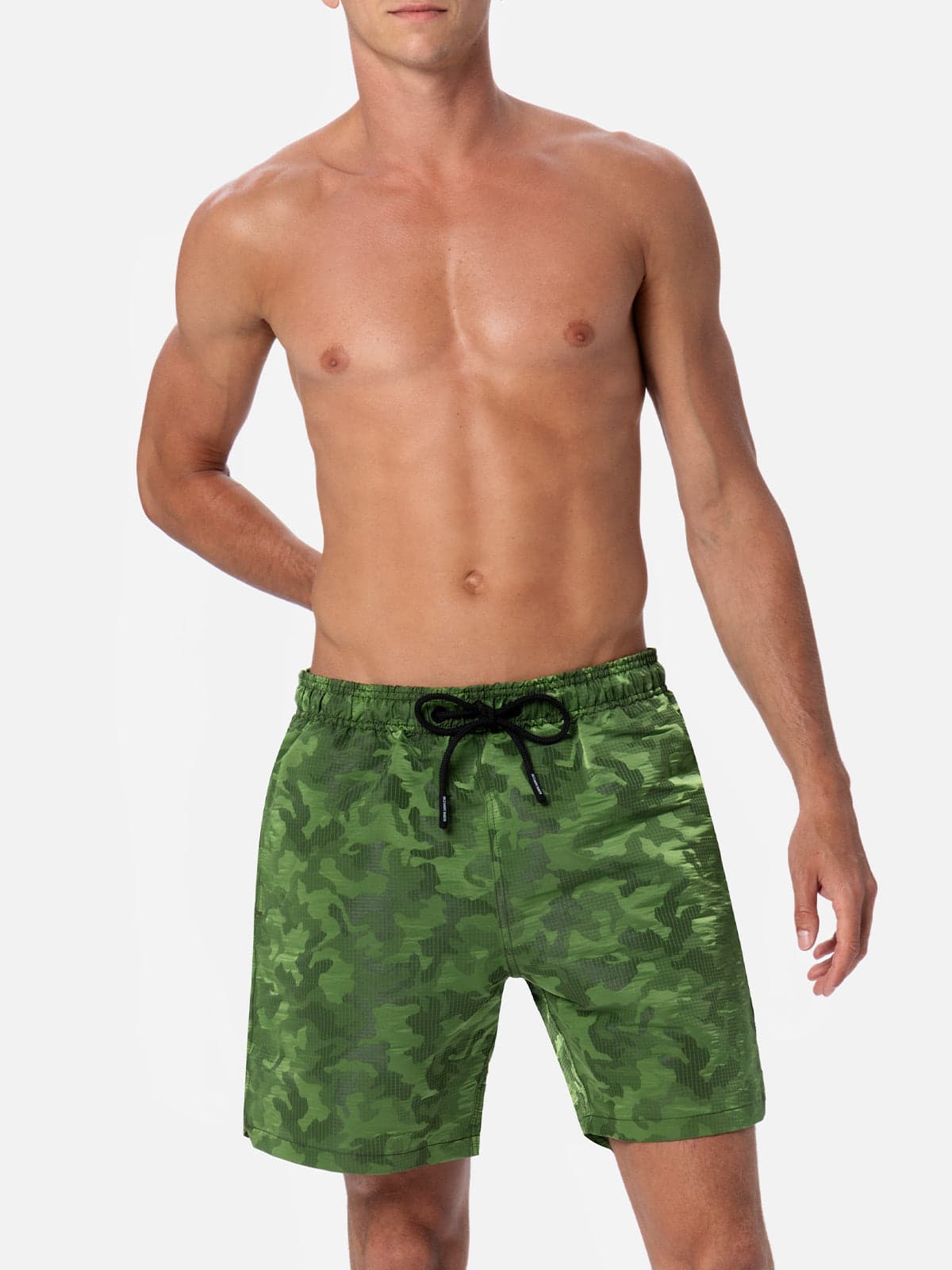 Mc2 Saint Barth Mens Costume With Jacquard Print In Green