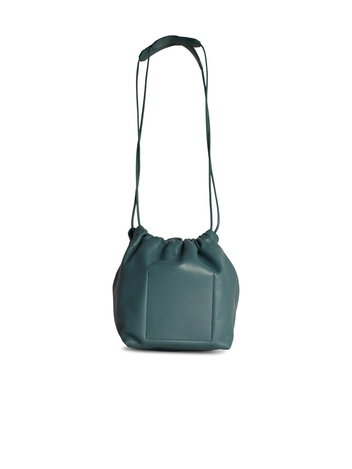 Shop Jil Sander Dumpling Light Blue Leather Crossbody Bag