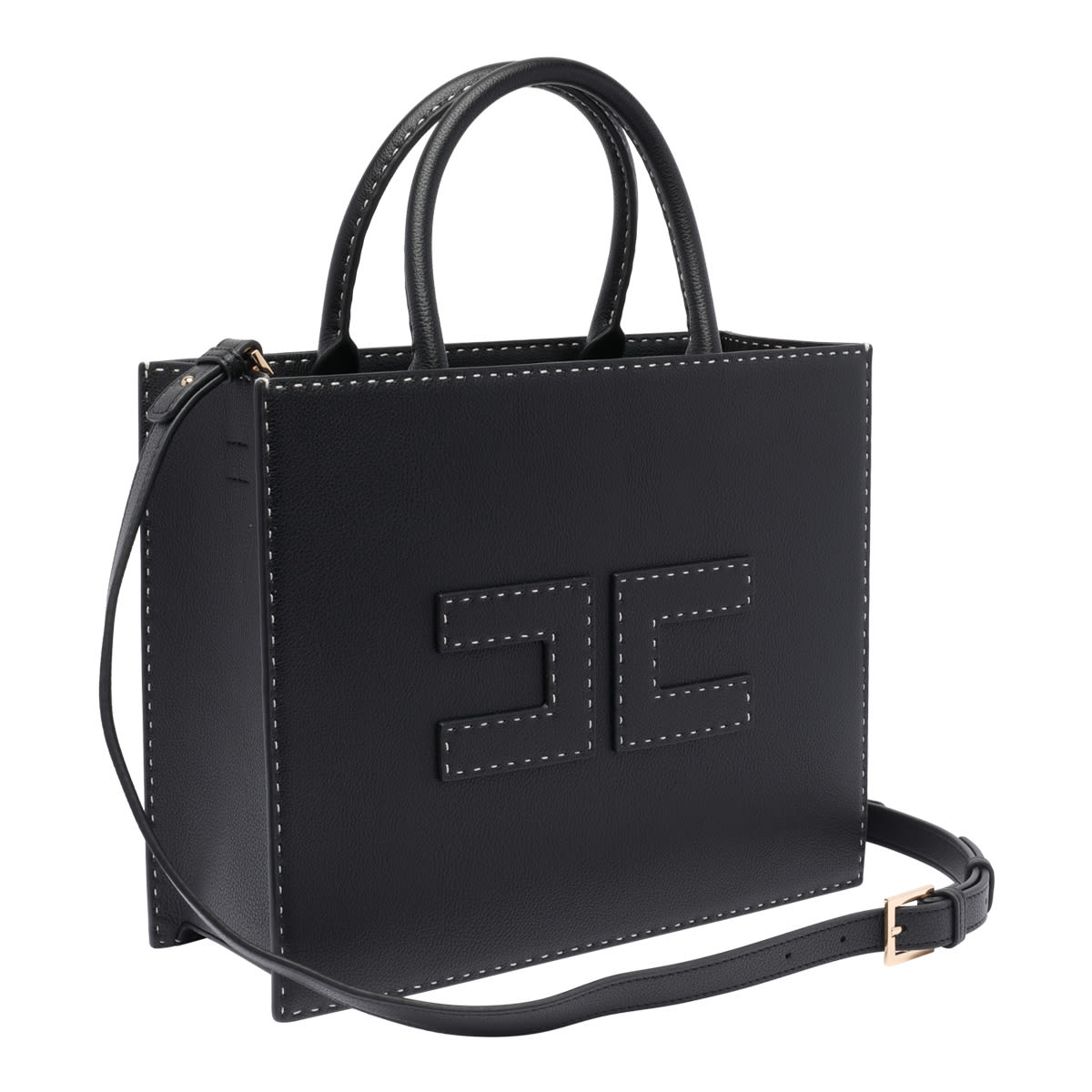 Shop Elisabetta Franchi Logo Handbag In Black