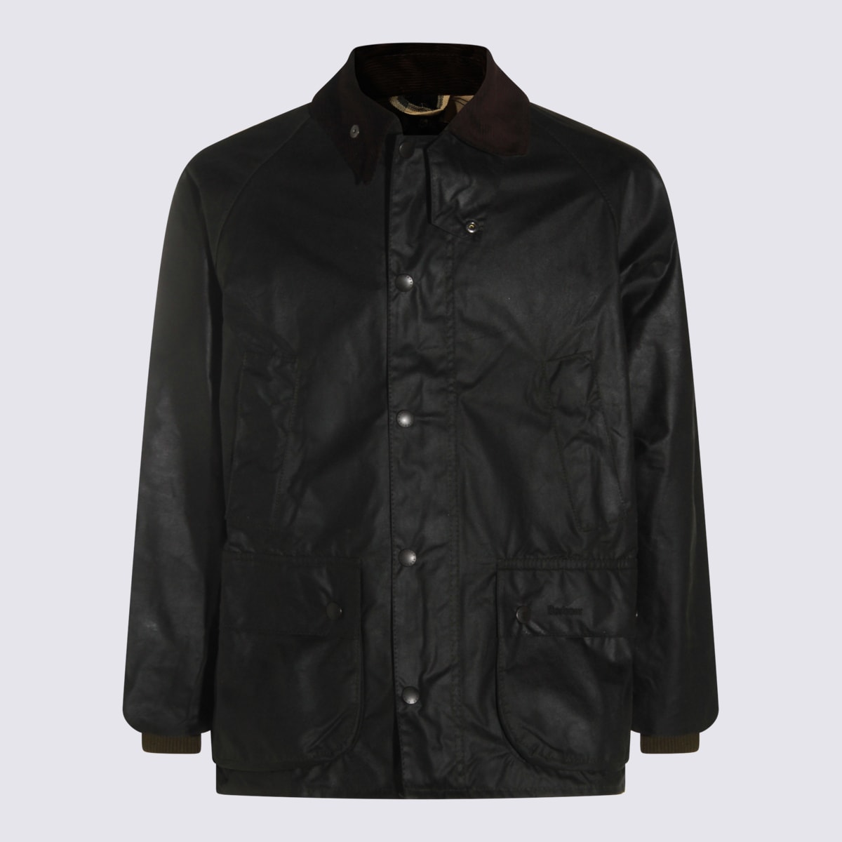 Barbour Relaxed Fit Jacket Corduroy Collar In Black