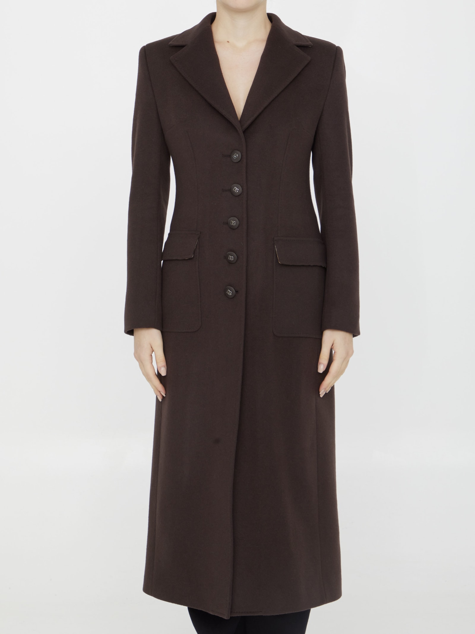 DOLCE & GABBANA LONG COAT IN WOOL AND CASHMERE