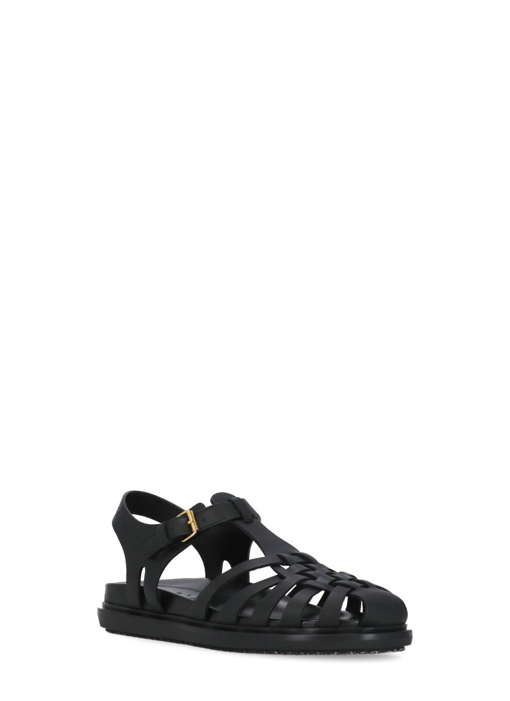 Shop Marni Leather Gladiator Sandals In Black