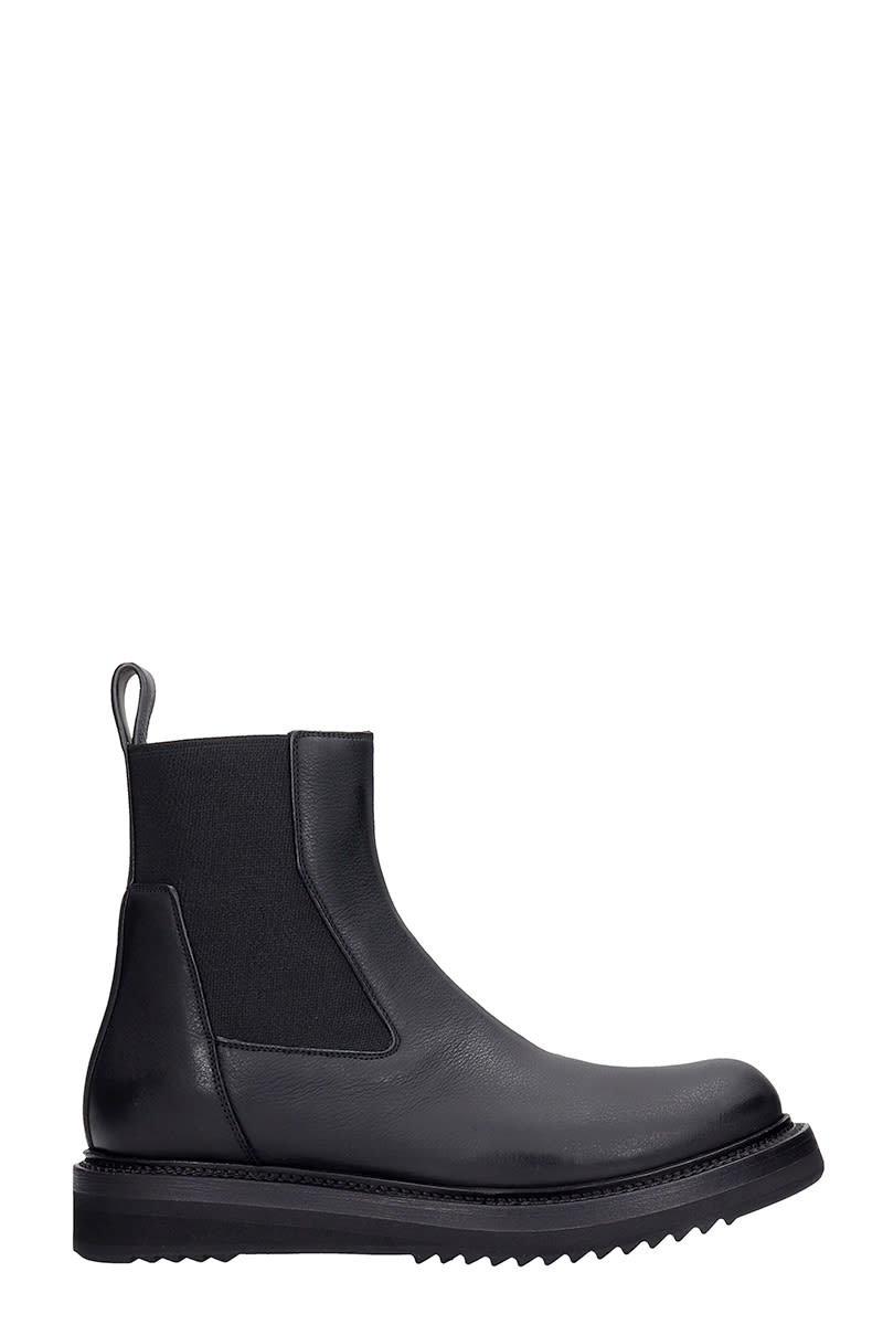 Rick Owens Creeper Elastic Low Heels Ankle Boots In Black Leather
