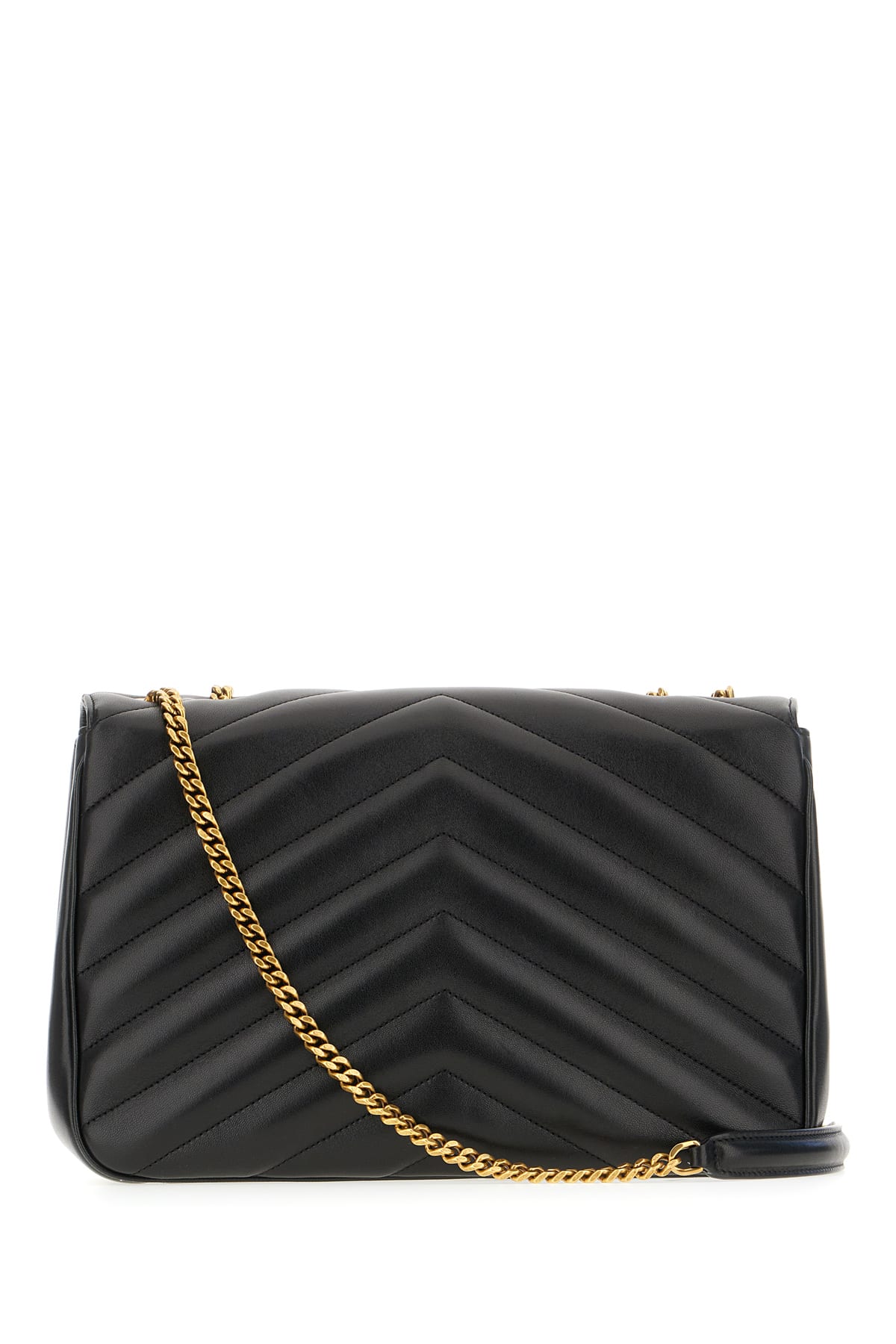 Saint Laurent Large Chevron Quilted Bag With Chain Strap In Black