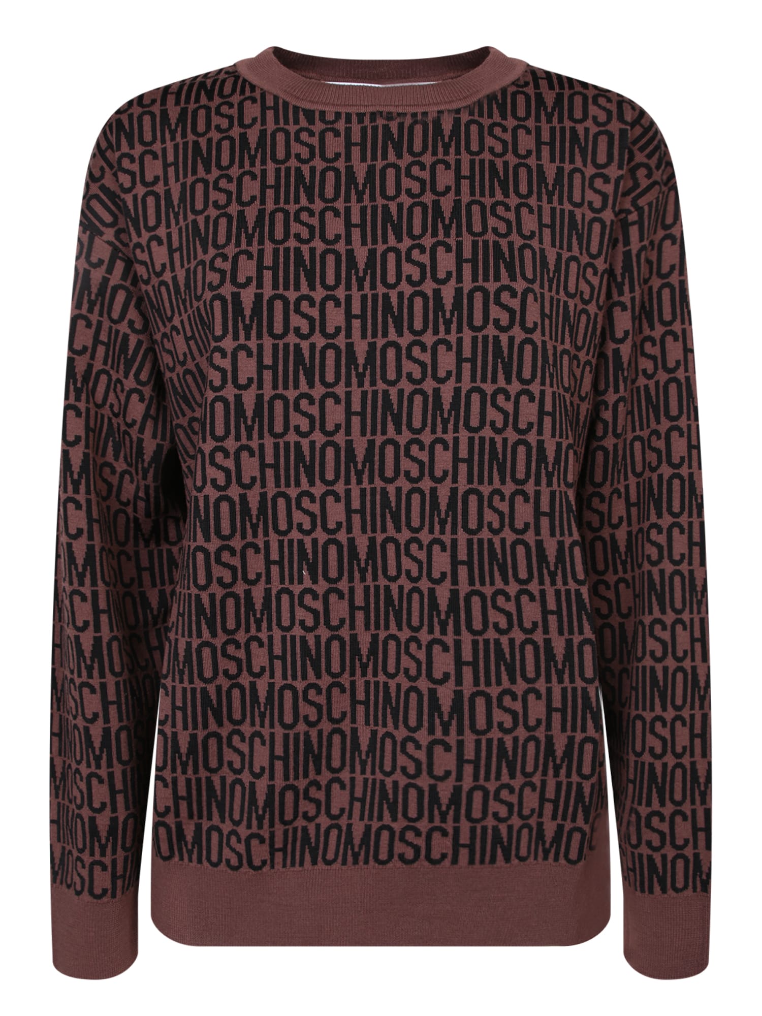 Shop Moschino Logo Brown And Black Sweater