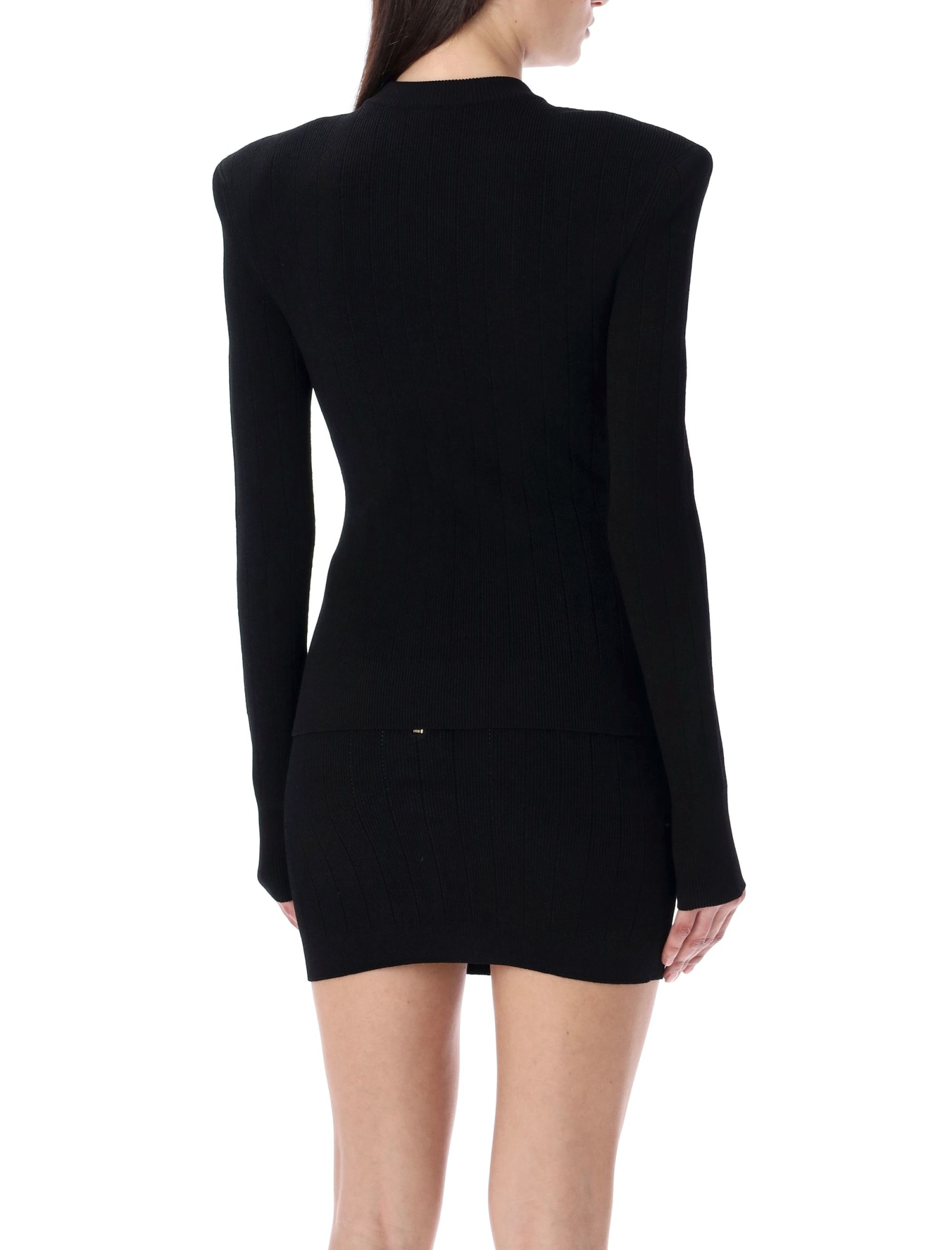 Shop Balmain Knit Sweater With Gold-tone Buttons In Black