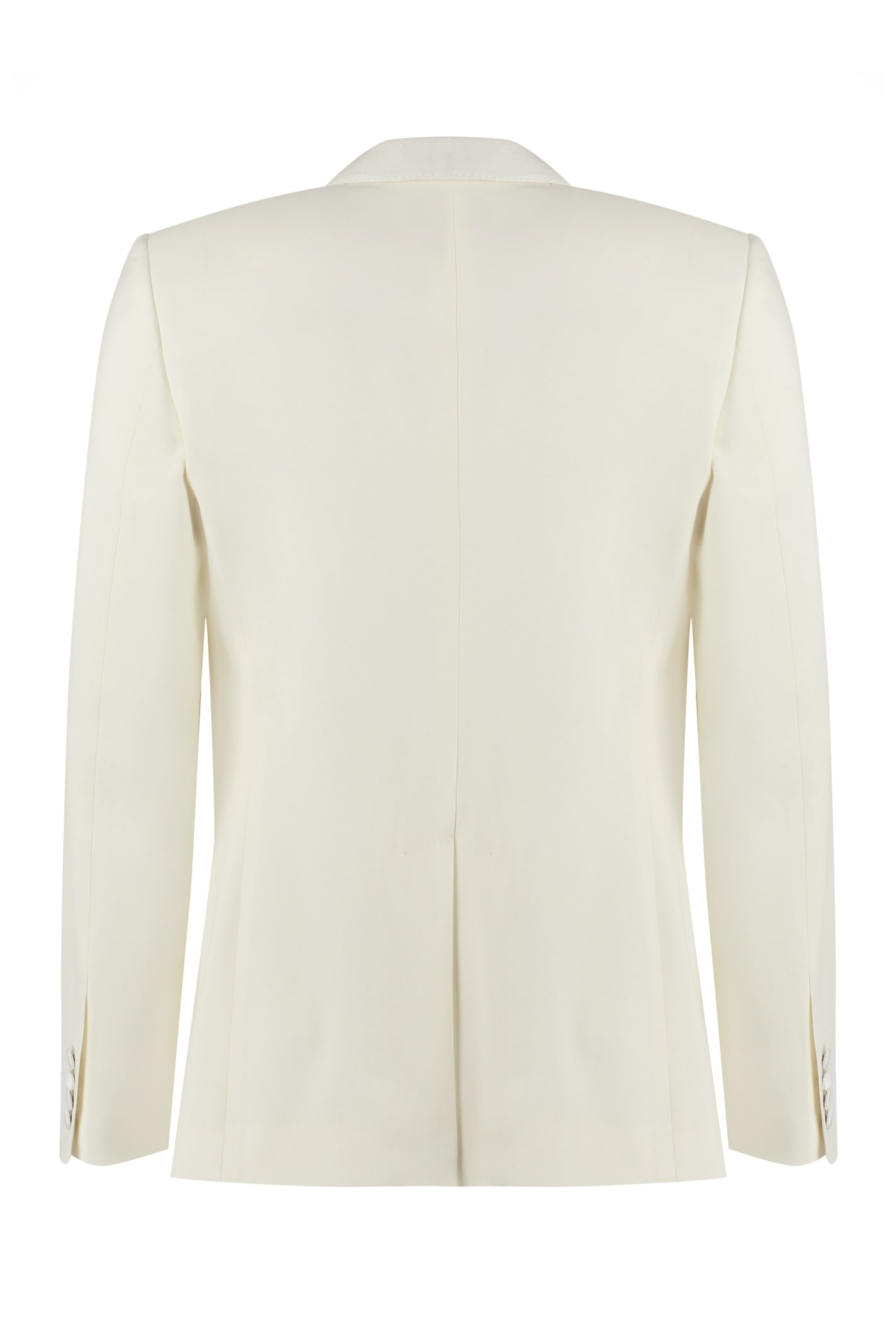 Shop Dolce & Gabbana Stretch Wool Single-breasted Jacket In Bianco Naturale