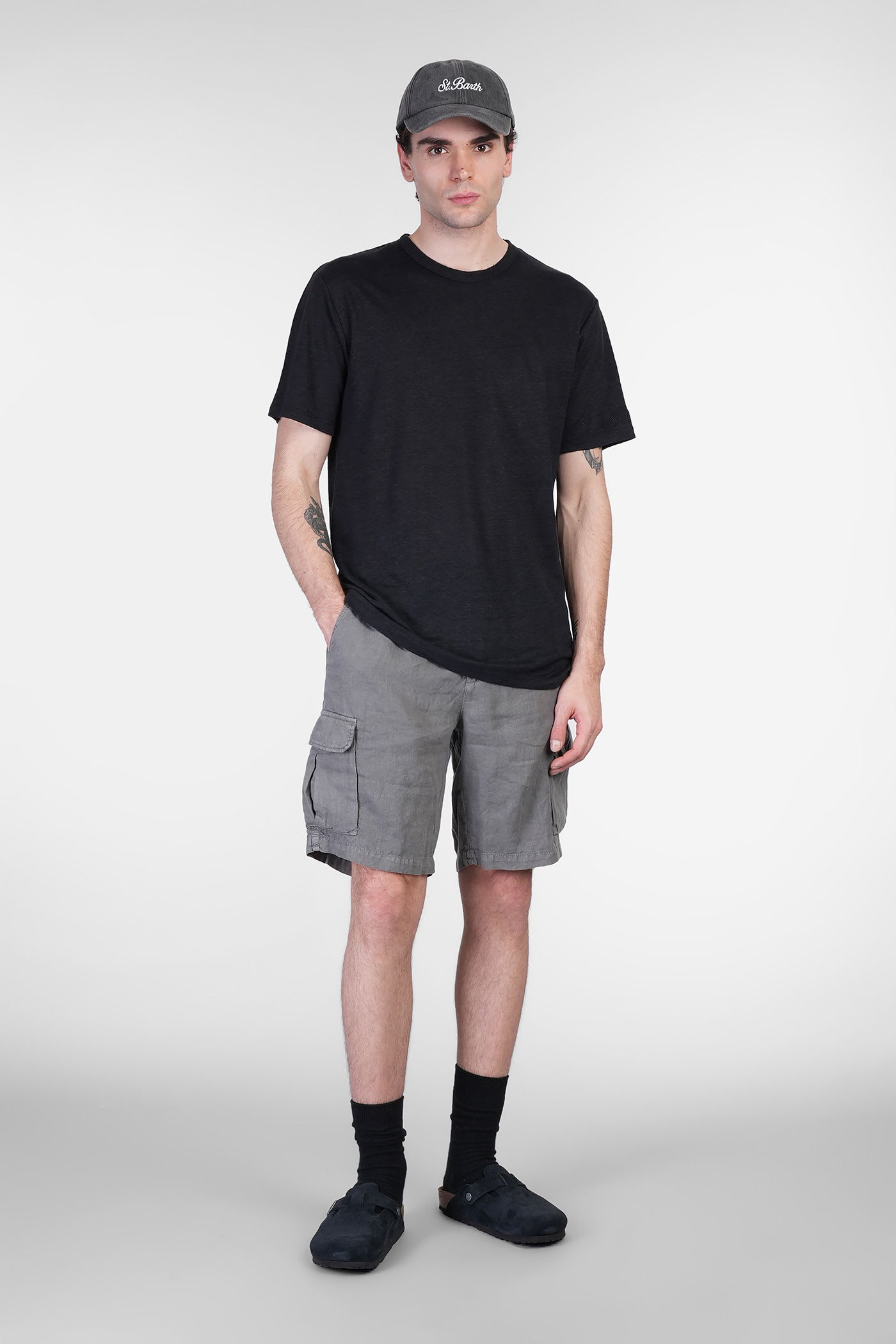 Mc2 Saint Barth Ecstasea N T-shirt In Black Linen In Black