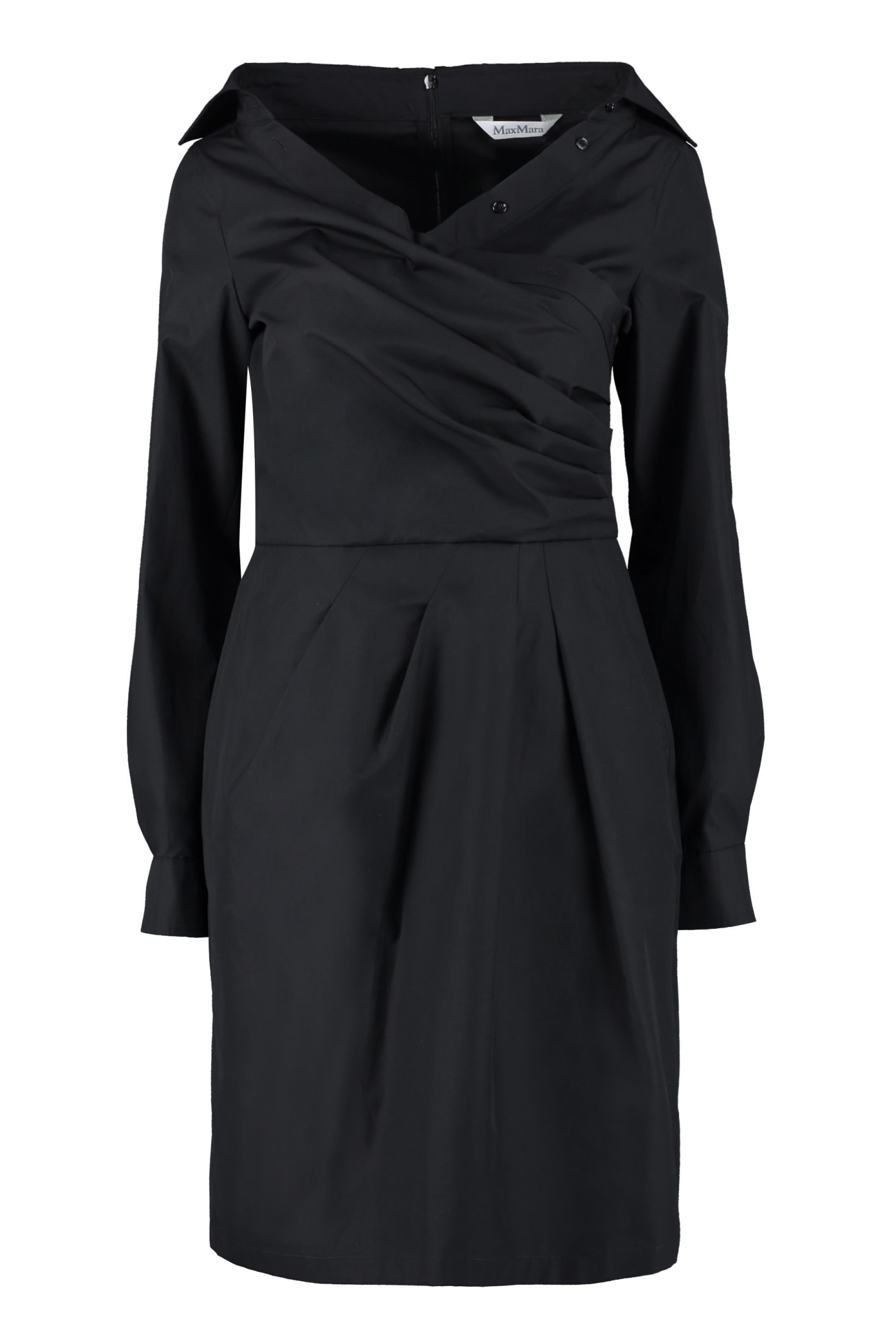Shop Max Mara Squaw Cotton Mini-dress In Black