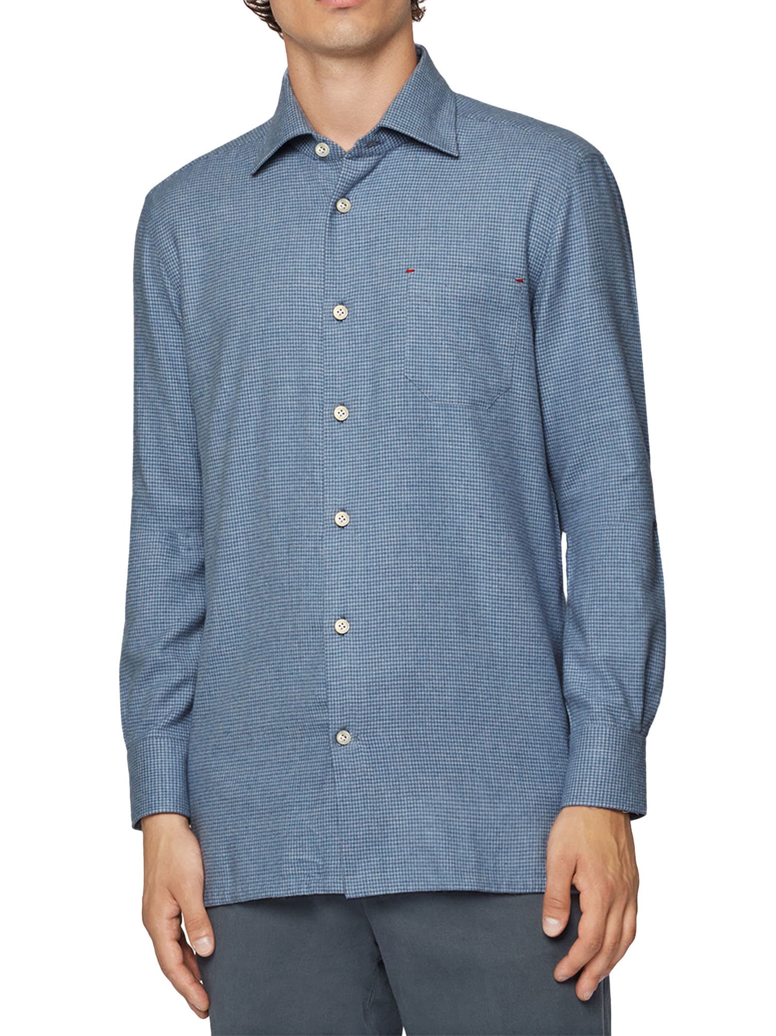 Shop Kiton Nerano - Shirt Cotton In Azure