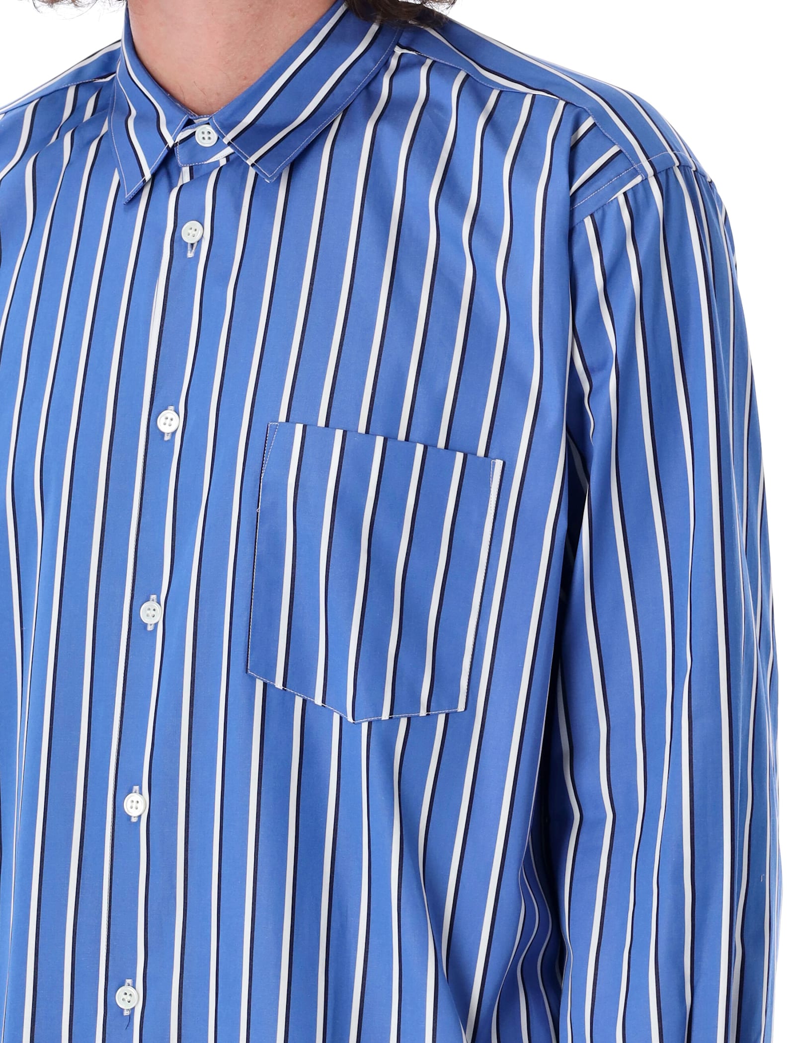 Shop Comme Des Garçons Shirt Stripes Shirt In Blu Stripes