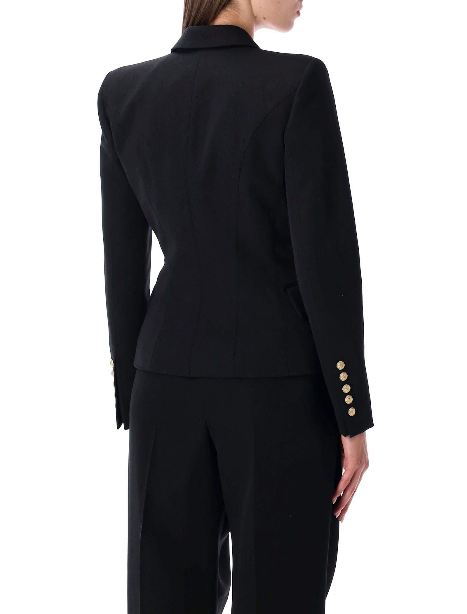 Balmain Wool Blazer With Flap Pockets And Gold-tone Buttons In Black