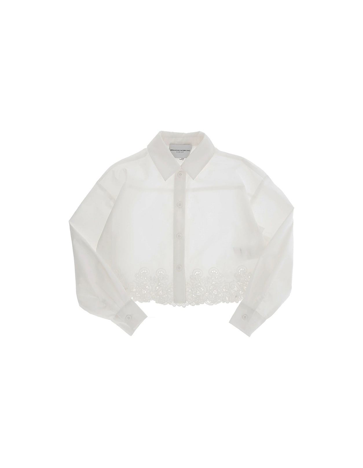 Shop Ermanno Scervino Junior White Shirt With Embroidery