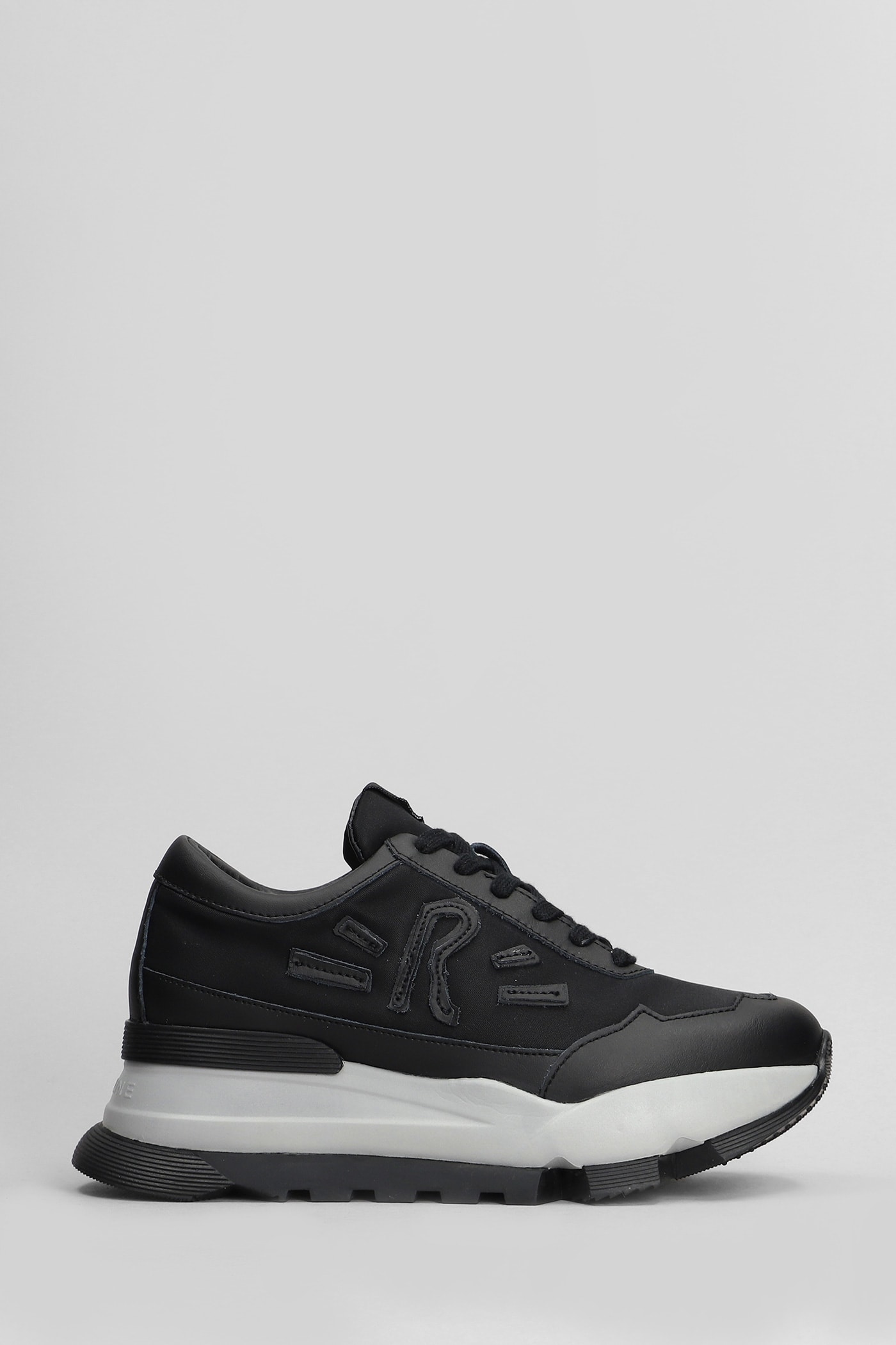 Ruco Line Aki Sneakers In Black Leather And Fabric