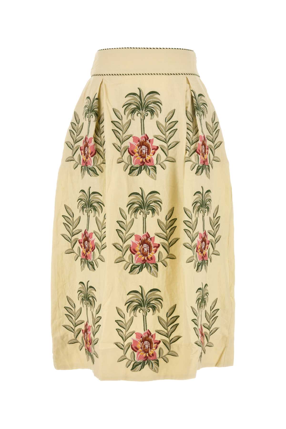 Cream Linen Blend Skirt