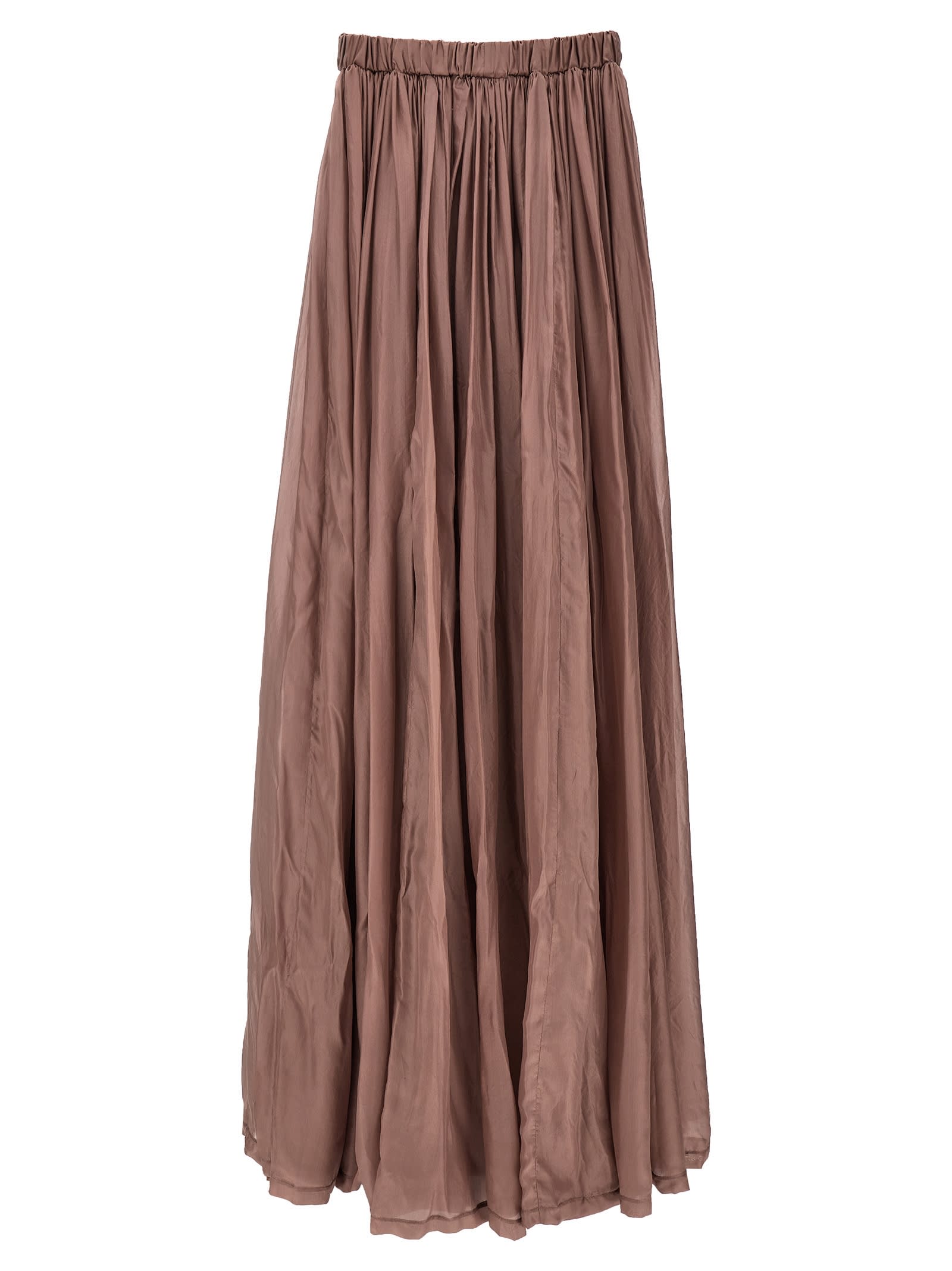 Rick Owens Floor-length Silk Dress With Elasticized Bodice In Pink