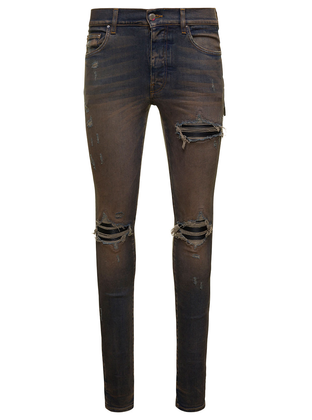 AMIRI Blue Denim Skinny Jeans Mx1 Vintage Design In Cotton Blend Man