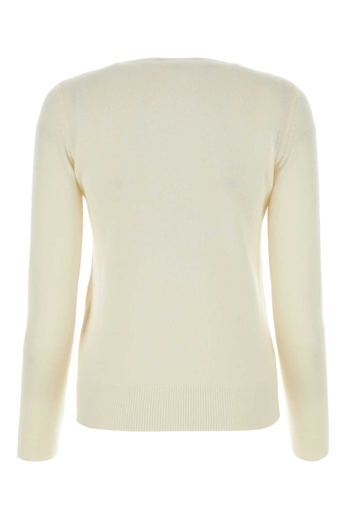 Max Mara Ivory Wool Blend Bari Sweater In Bianco