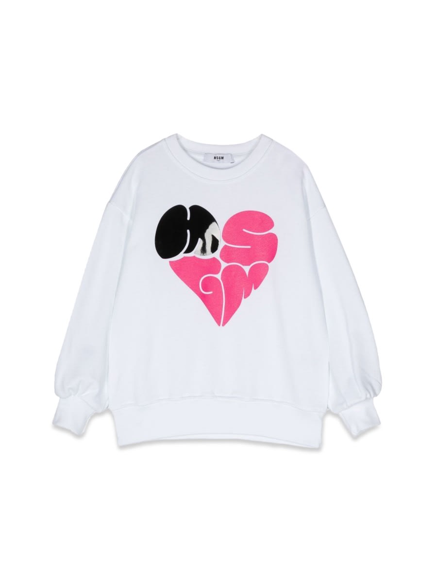 Msgm Kids' Over Sweatshirt In White