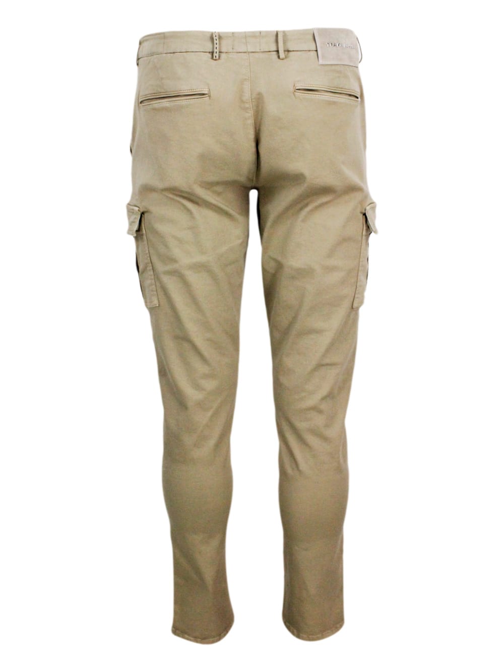 Shop Sartoria Tramarossa Amerigo Acargo Model Trousers With Large Slim Zip Pockets In Soft Cotton With Chino Pockets And Tail In Beige