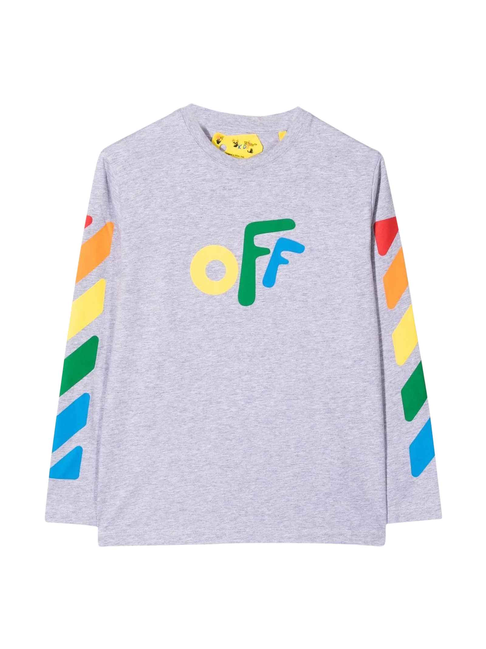 Off-White Grey T-shirt With Multicolor Print