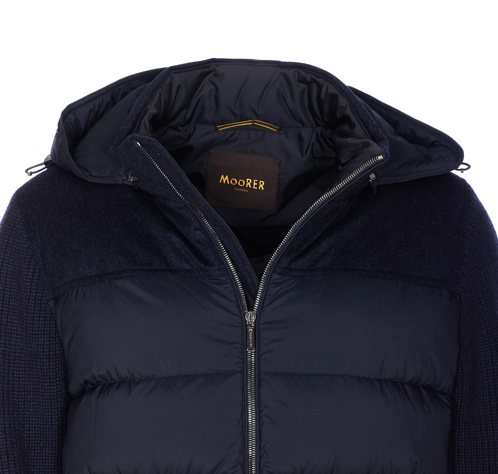 Moorer Hooded Padded Quilted Jacket Sleeves