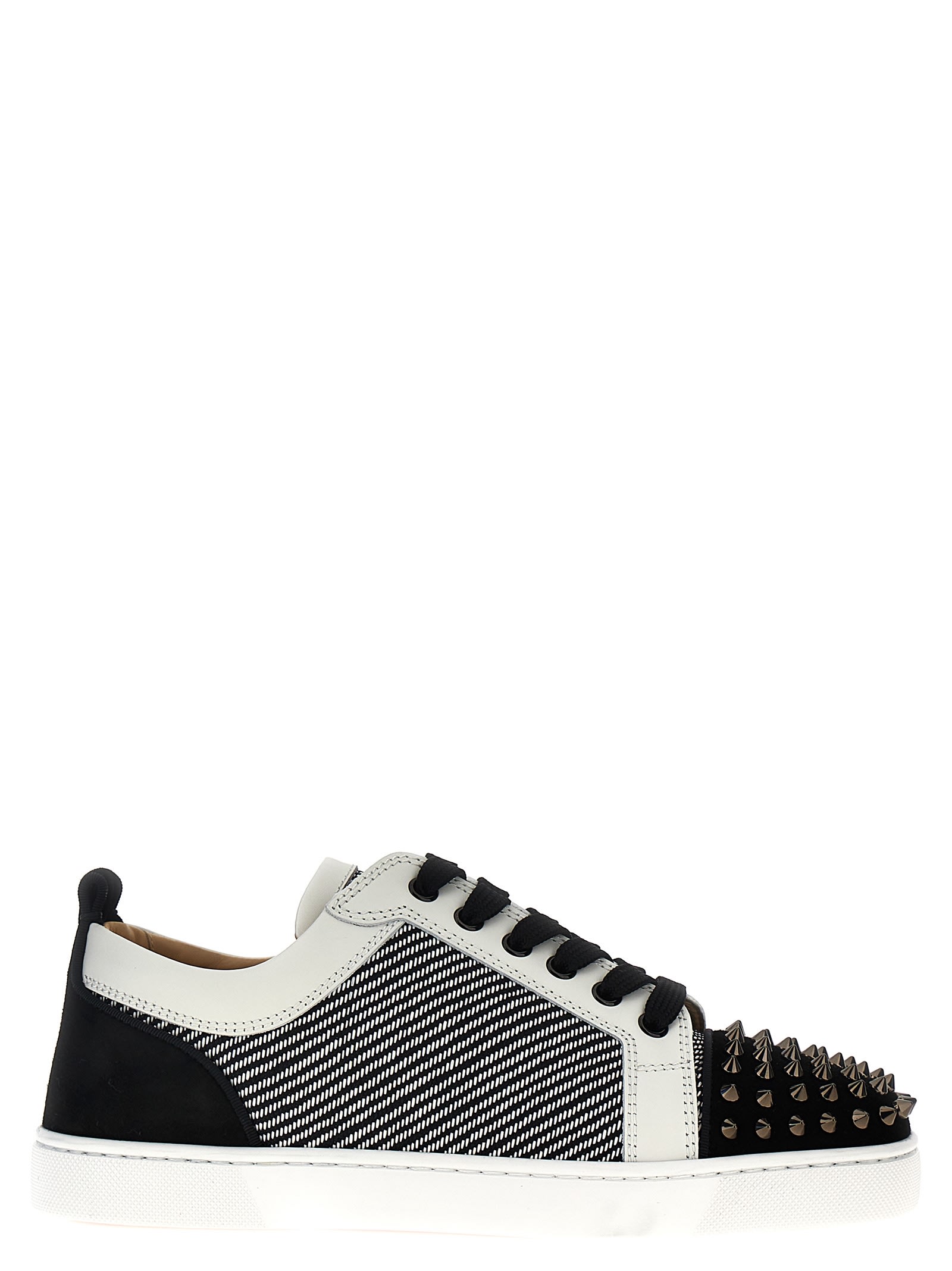 Shop Christian Louboutin Louis Junior Spikes Orlato Sneakers In White/black
