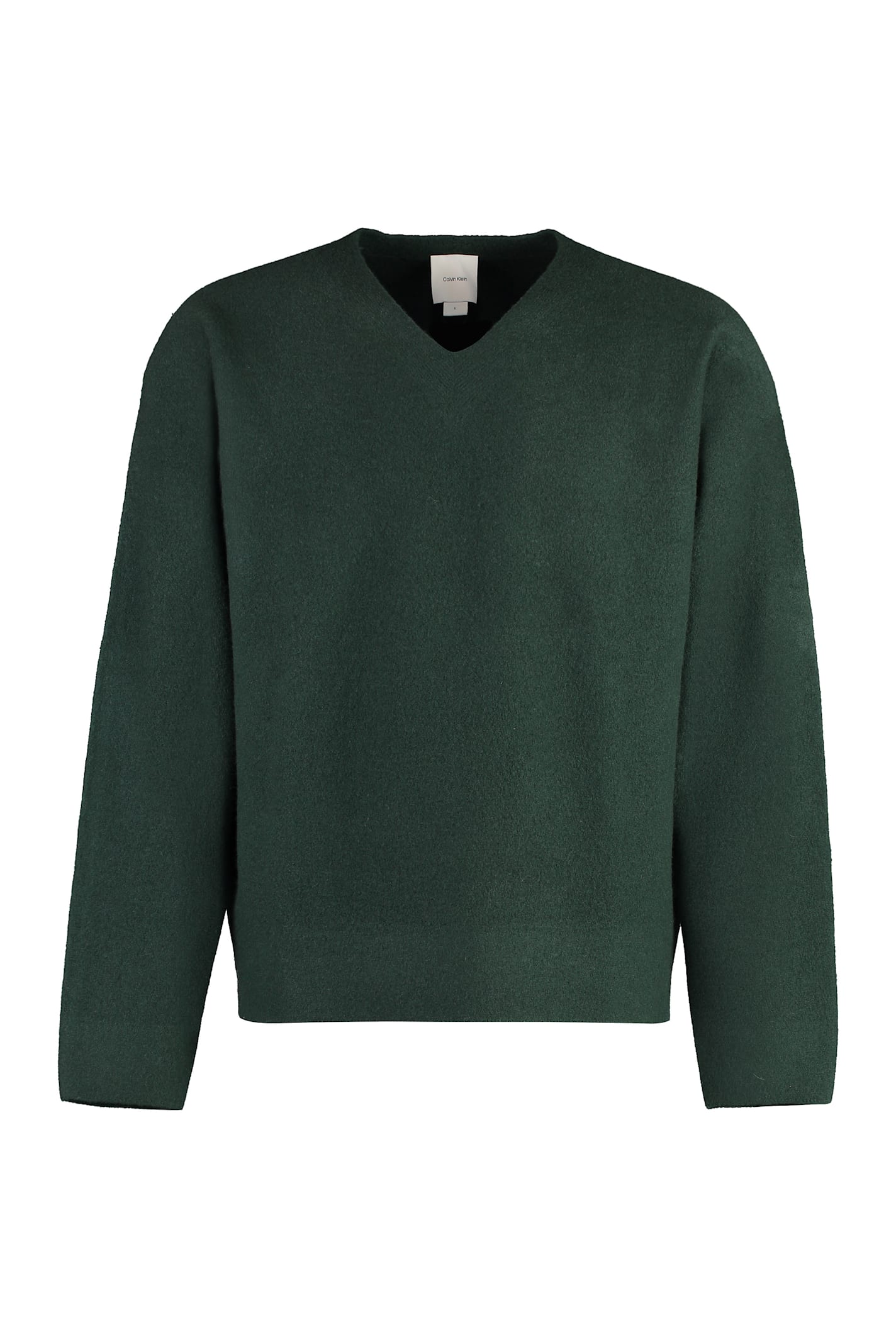 Shop Calvin Klein Wool V-neck Sweater In Green