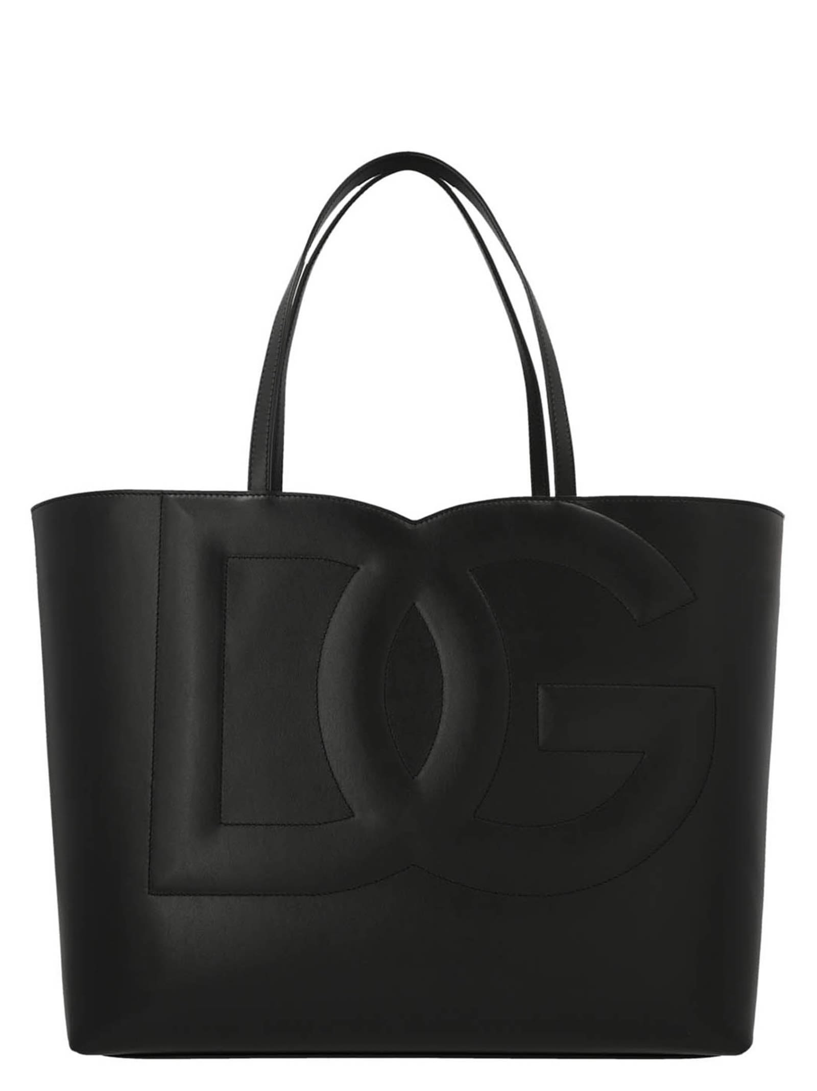 Dolce & Gabbana Logo Midi Shopping Bag In Black