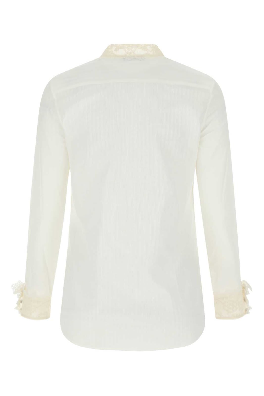 Shop Saint Laurent Striped Lace Embroidered Shirt In White