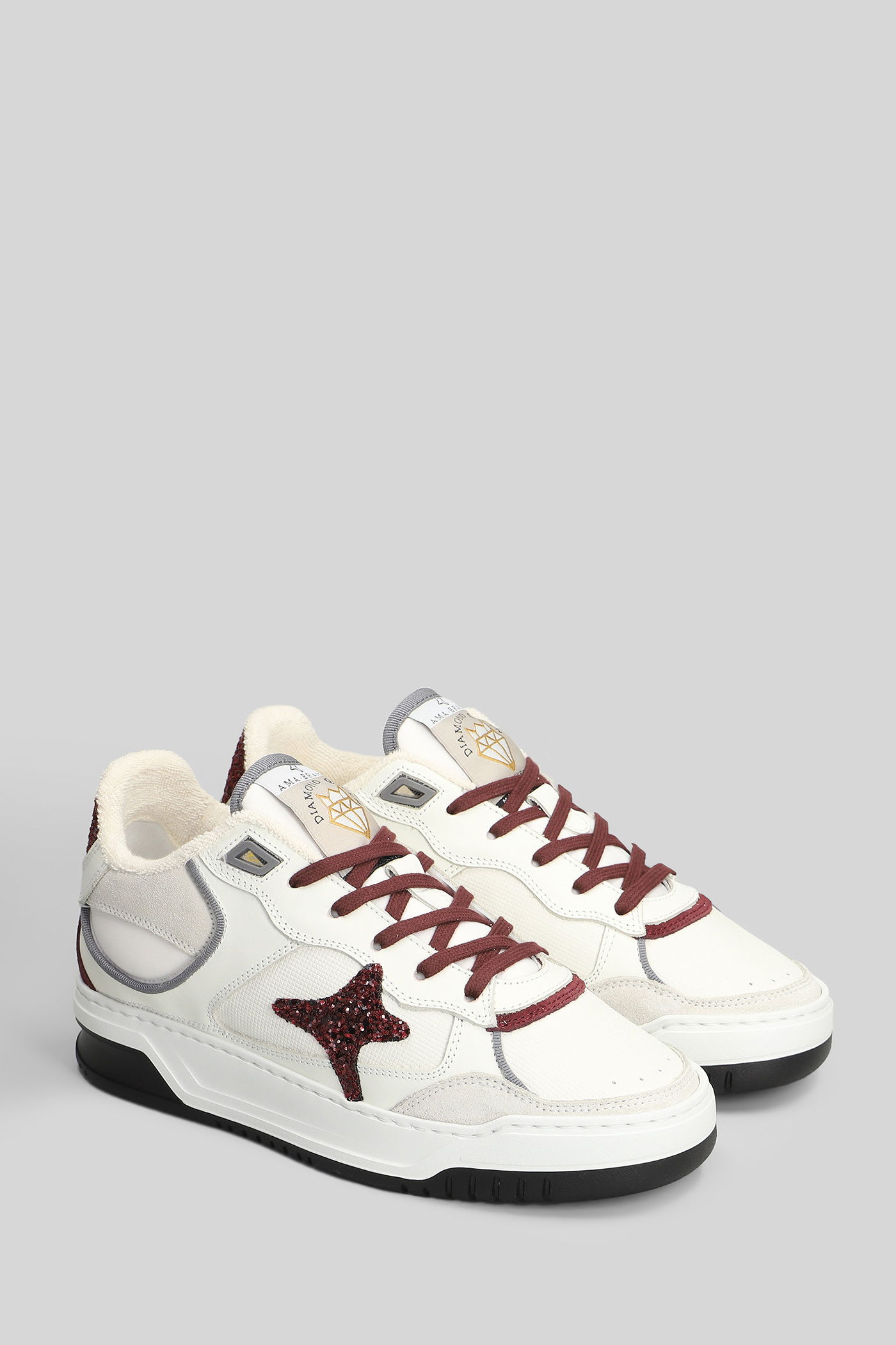 Ama Brand Sneakers In White Leather In Multi