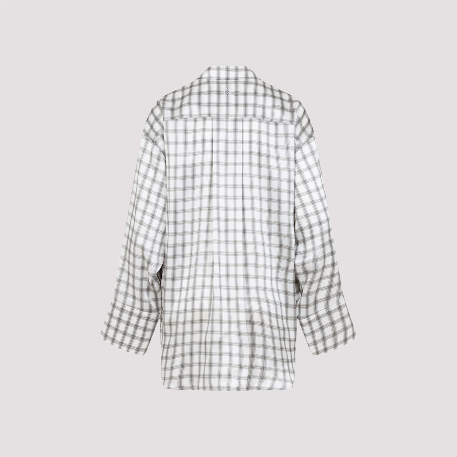 Loewe Checked Silk Shirt In White Grey