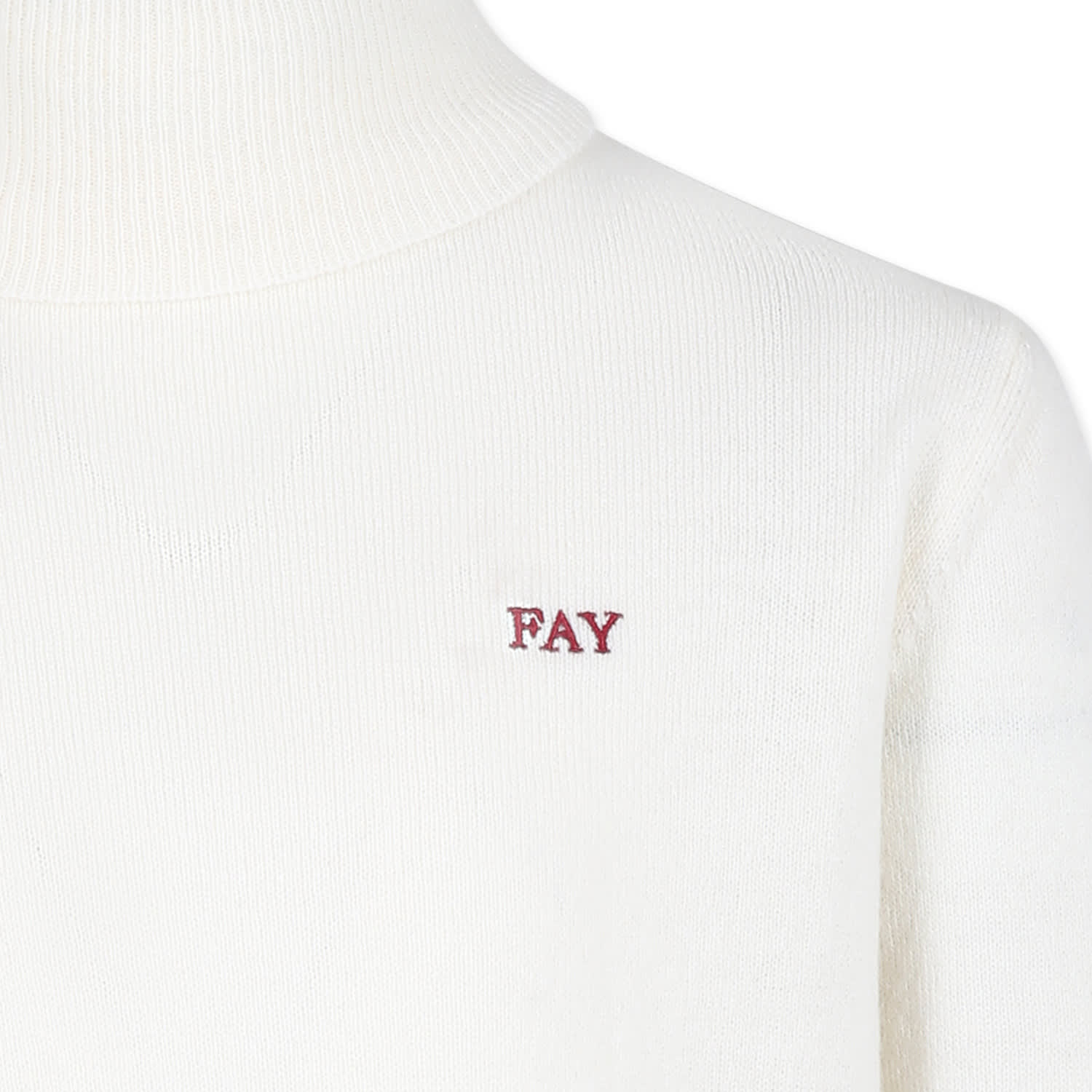 Fay Ivory Turtleneck For Boy With Logo In Ivory
