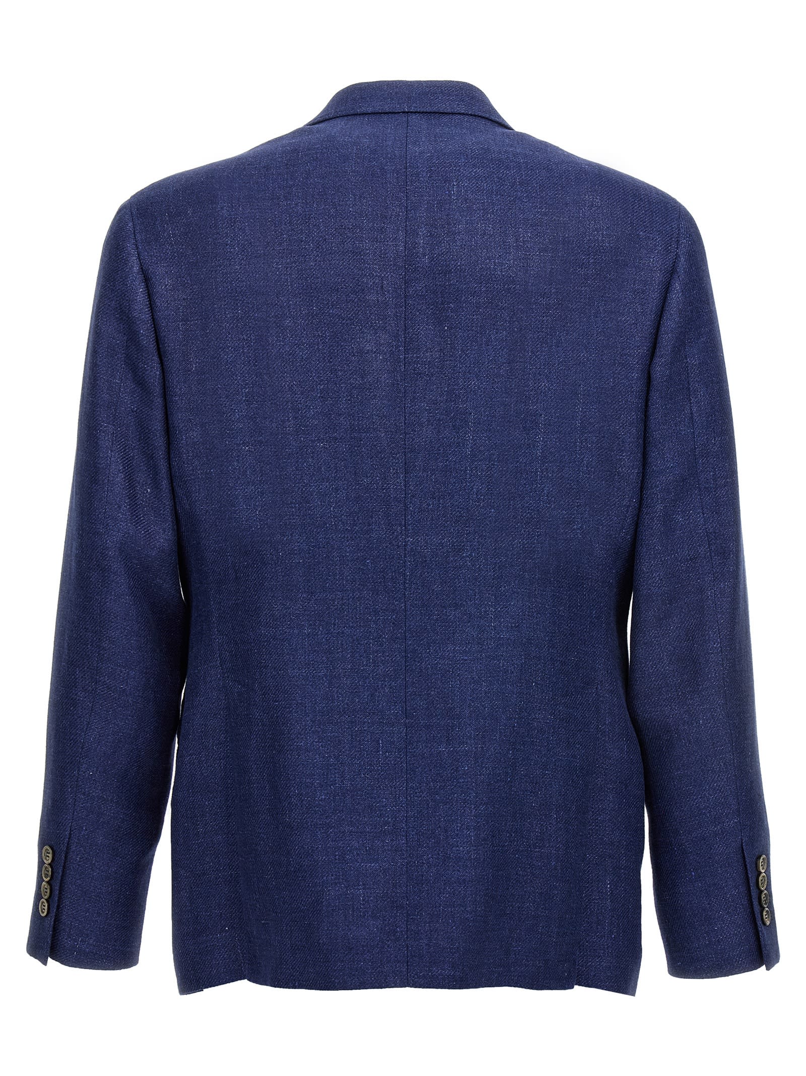 Brunello Cucinelli Single Breast Linen Blazer Jacket In Blue