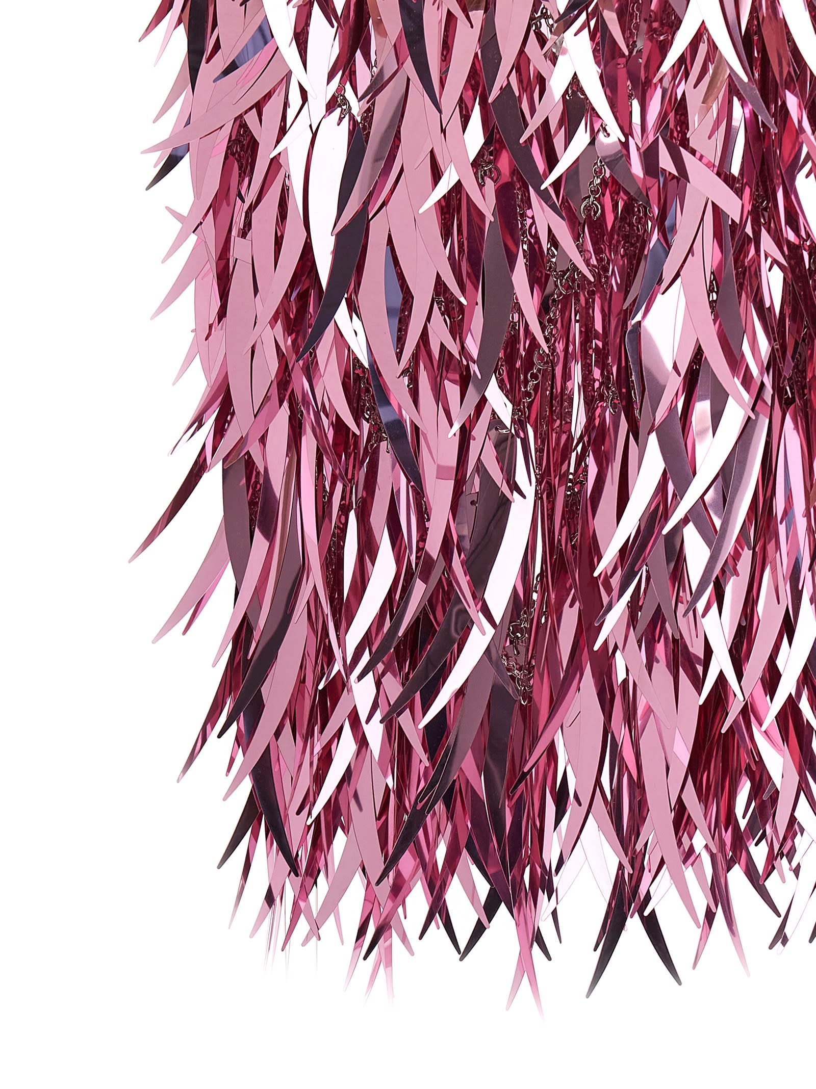 Shop Paco Rabanne Metallic Feather Skirt In Pink