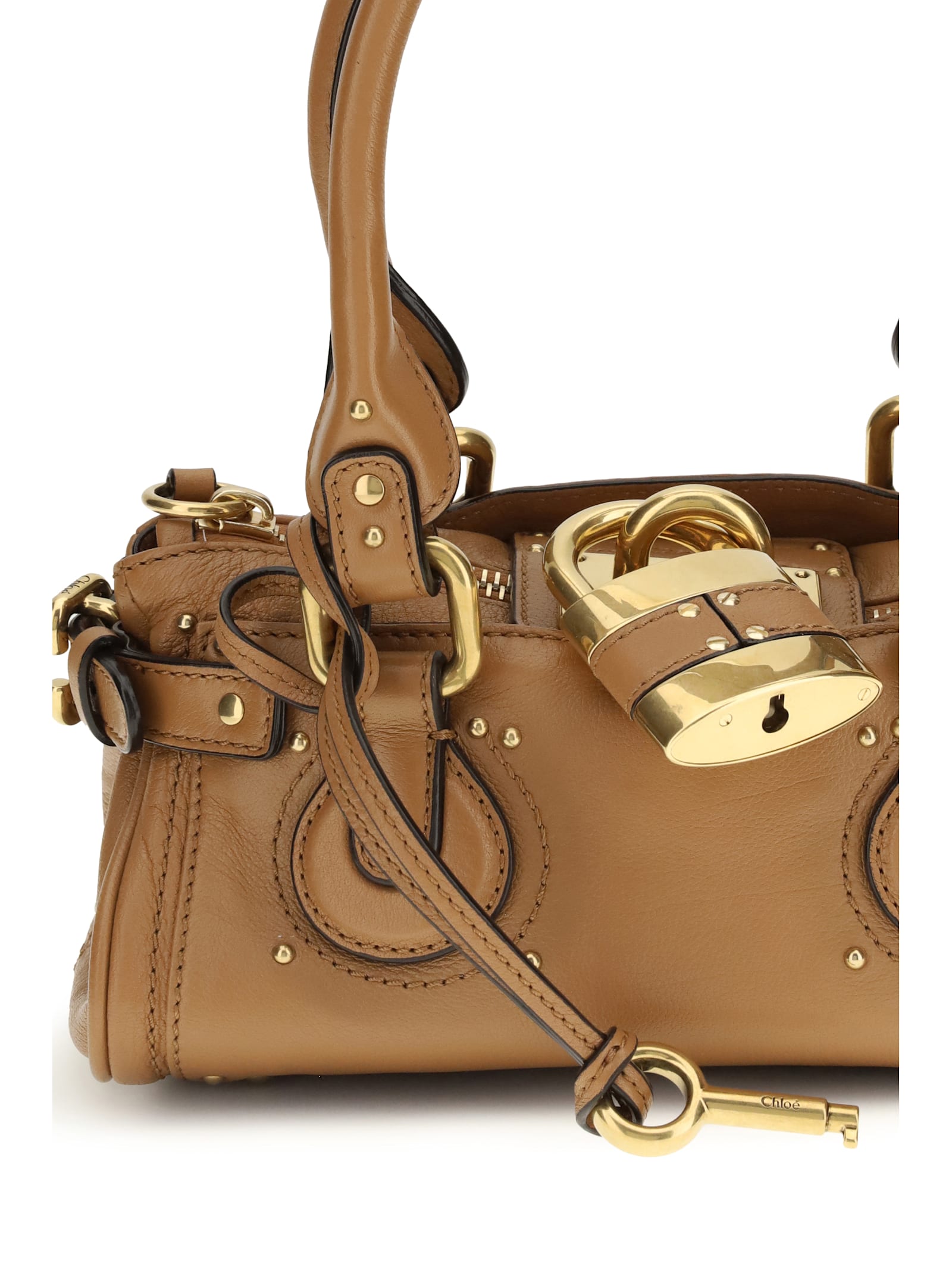 Chloé Grained Leather Padlock Paddington Shoulder Bag In Brown