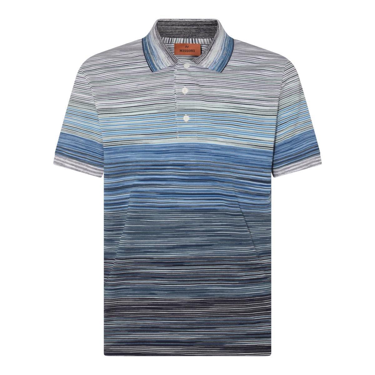 Shop Missoni Space-dyed Straight Hem Polo Shirt In Blue