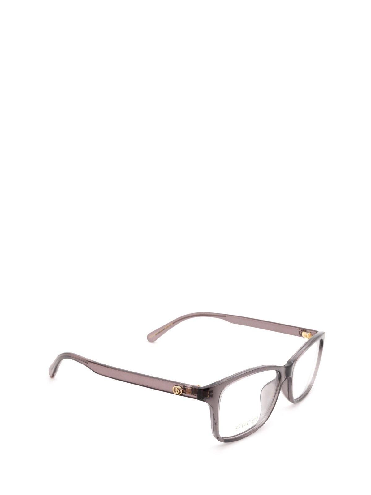 Shop Gucci Rectangular Frame Glasses In 007 Grey Grey Transparent