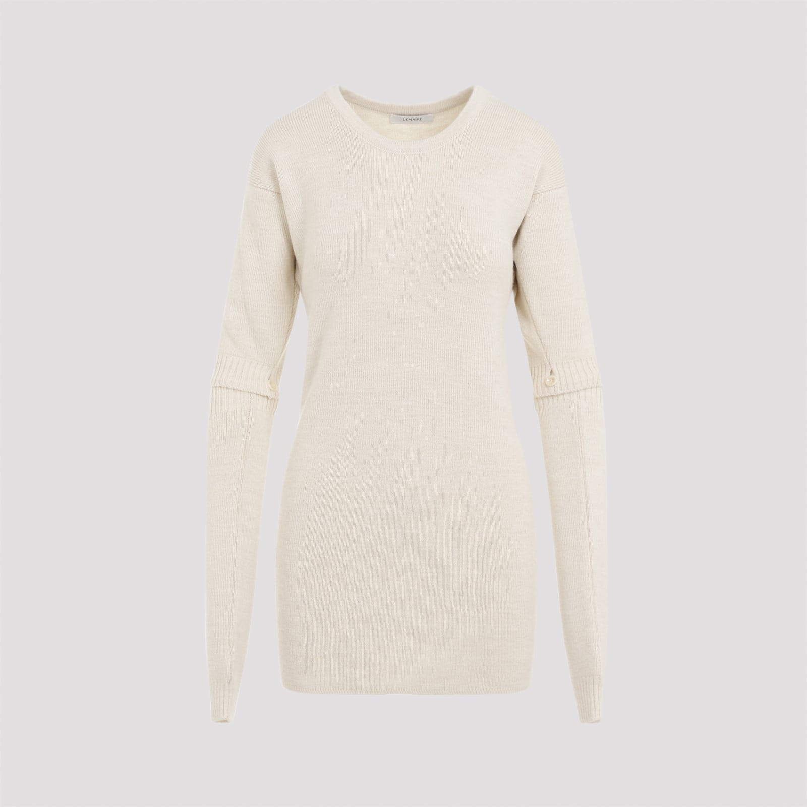 Shop Lemaire Dress With Detachable Sleeves In Light Cream